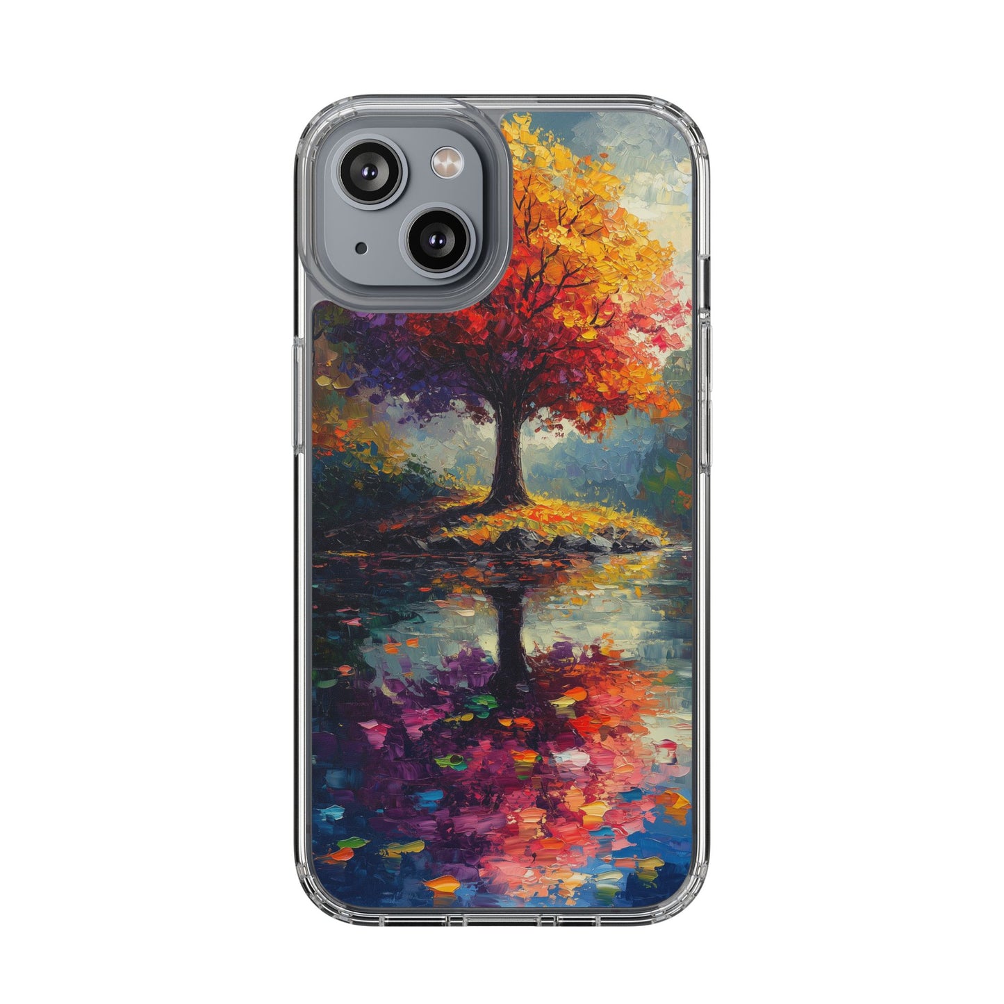 Autumn Landscape Phone Case - Clear Case with Vibrant Tree Design