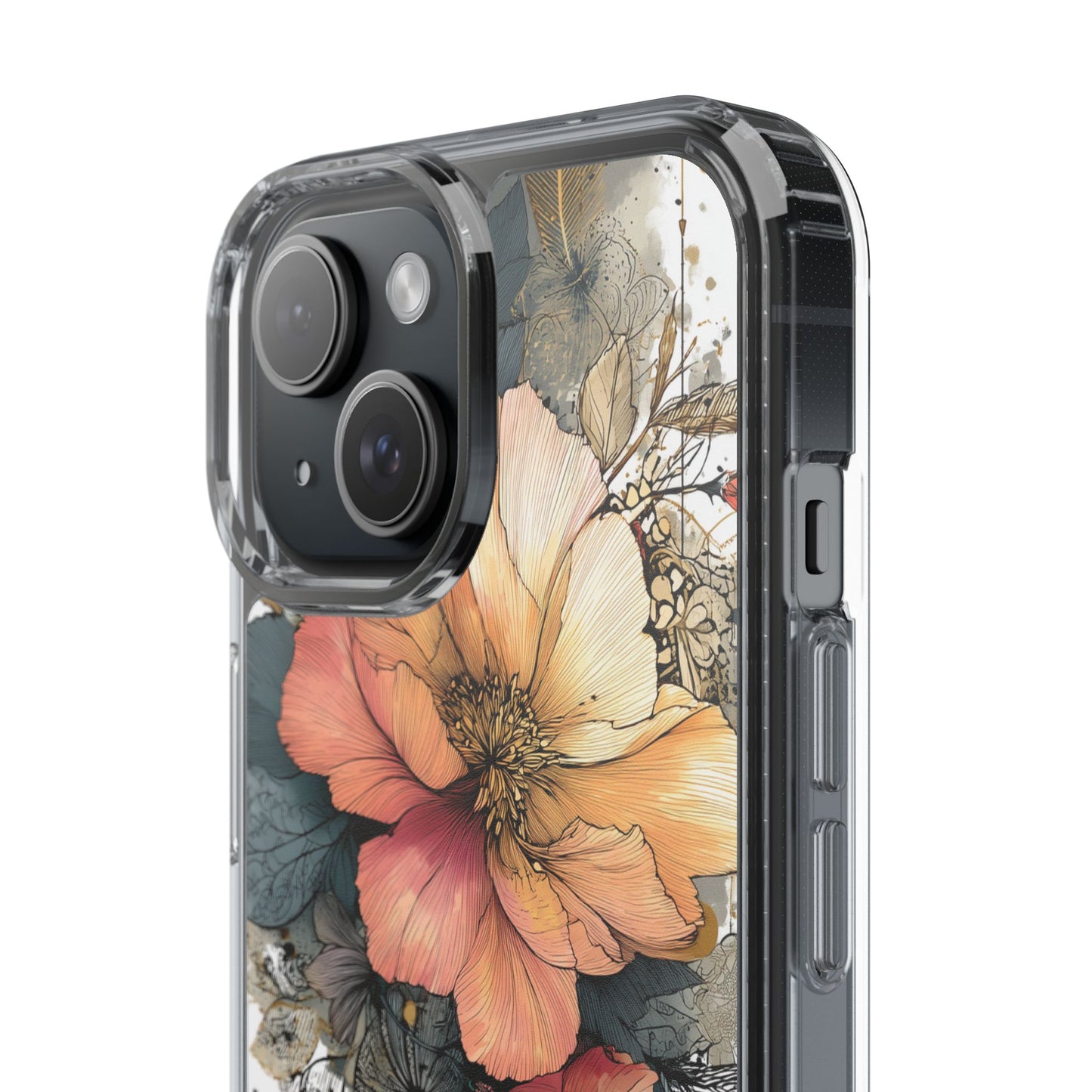 Floral Clear iPhone Case - Elegant Floral Boho Design