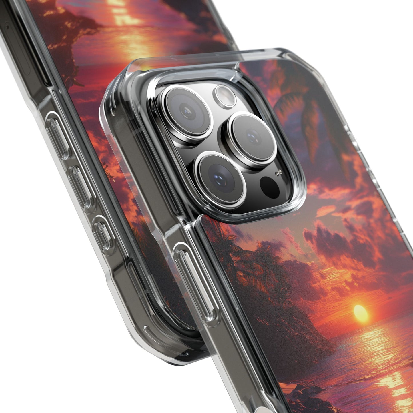 Iridescent Tropical Sunset Magnetic Clear Impact iPhone Case