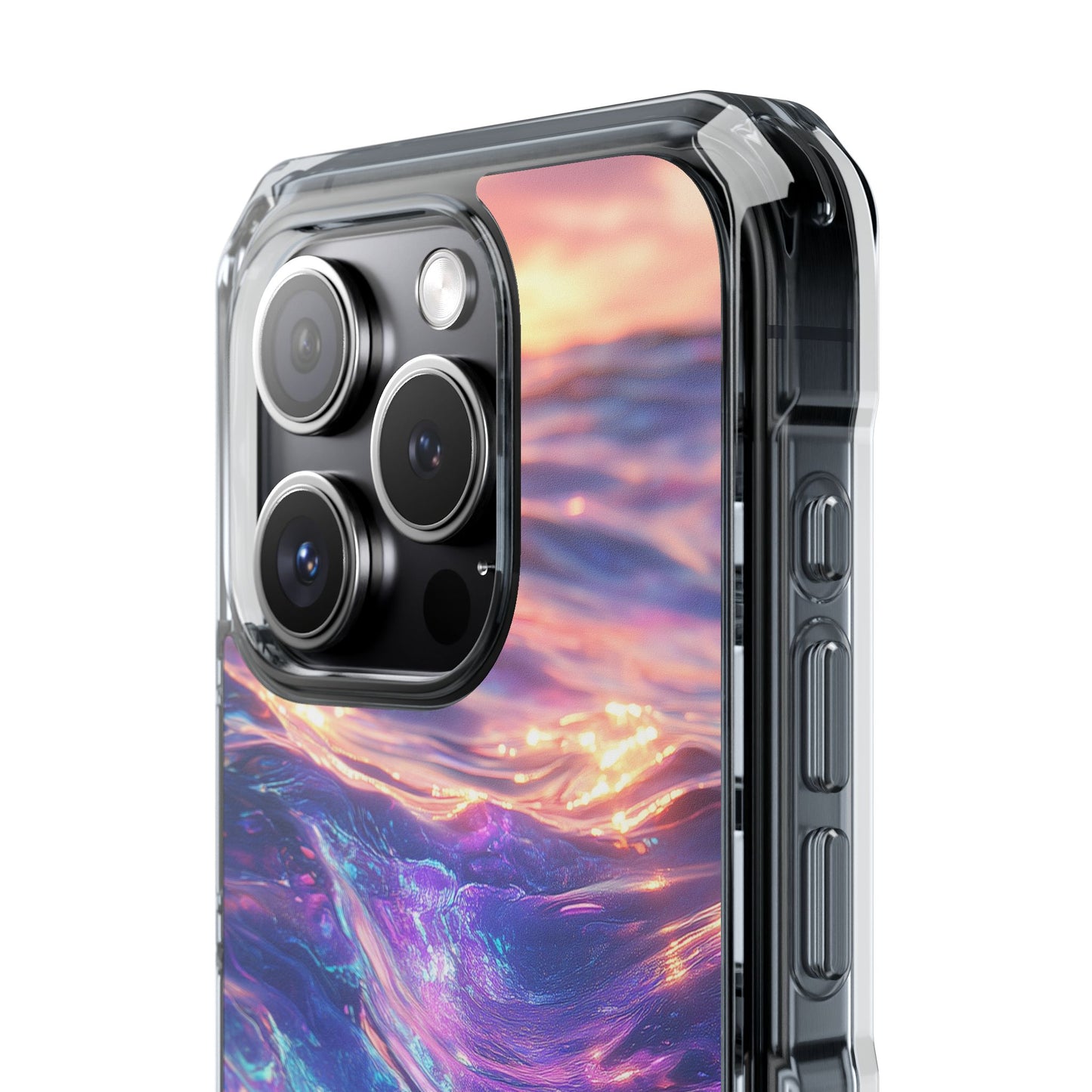 Iridescent Sunset Wave Magnetic Clear Impact iPhone Case