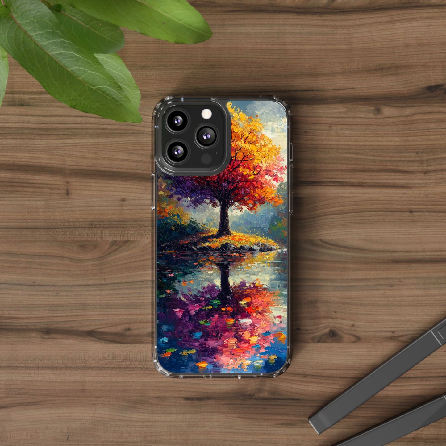 Autumn Landscape Phone Case - Clear Case with Vibrant Tree Design
