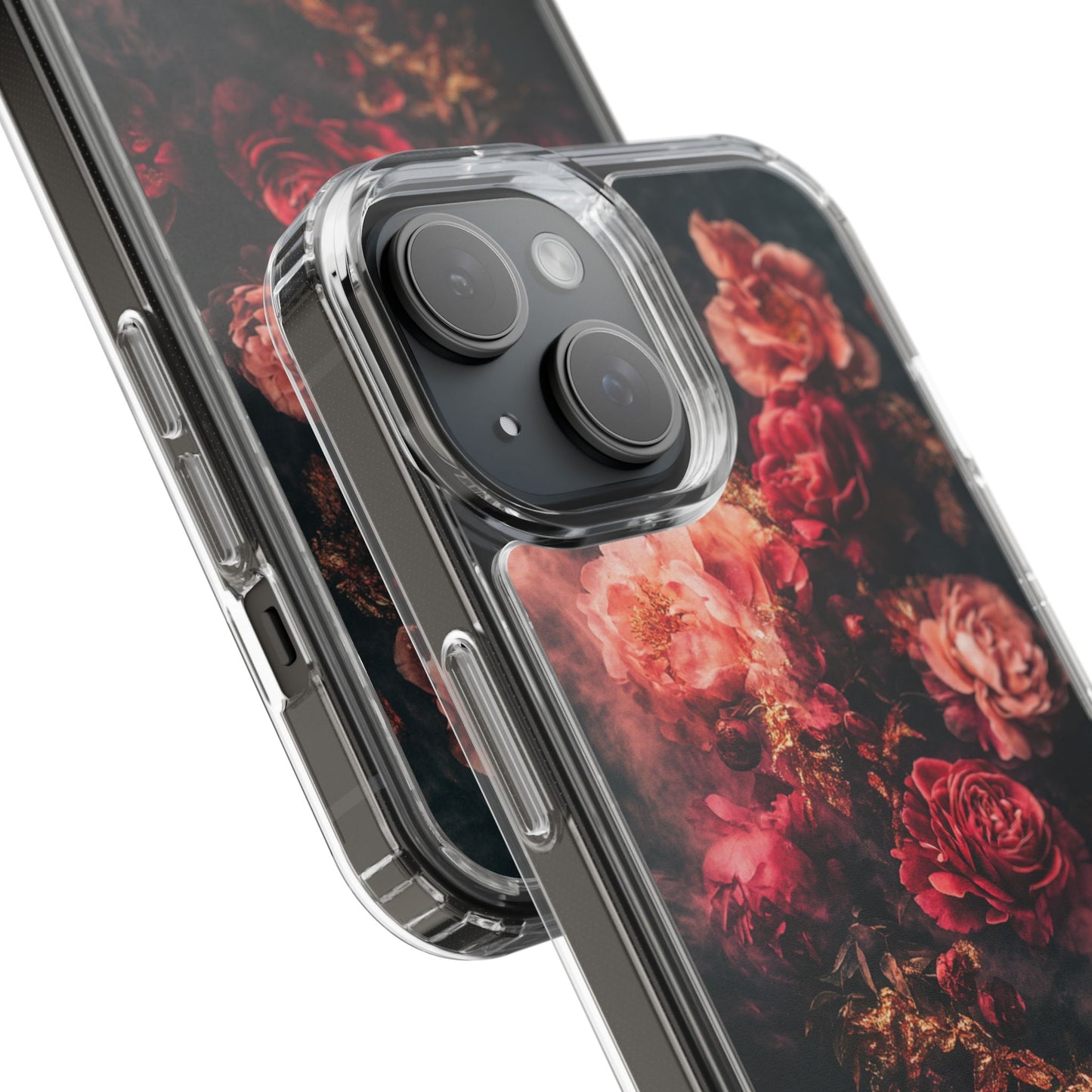 Floral Elegance Clear iPhone Case – Delicate Rose Design with Timeless Charm