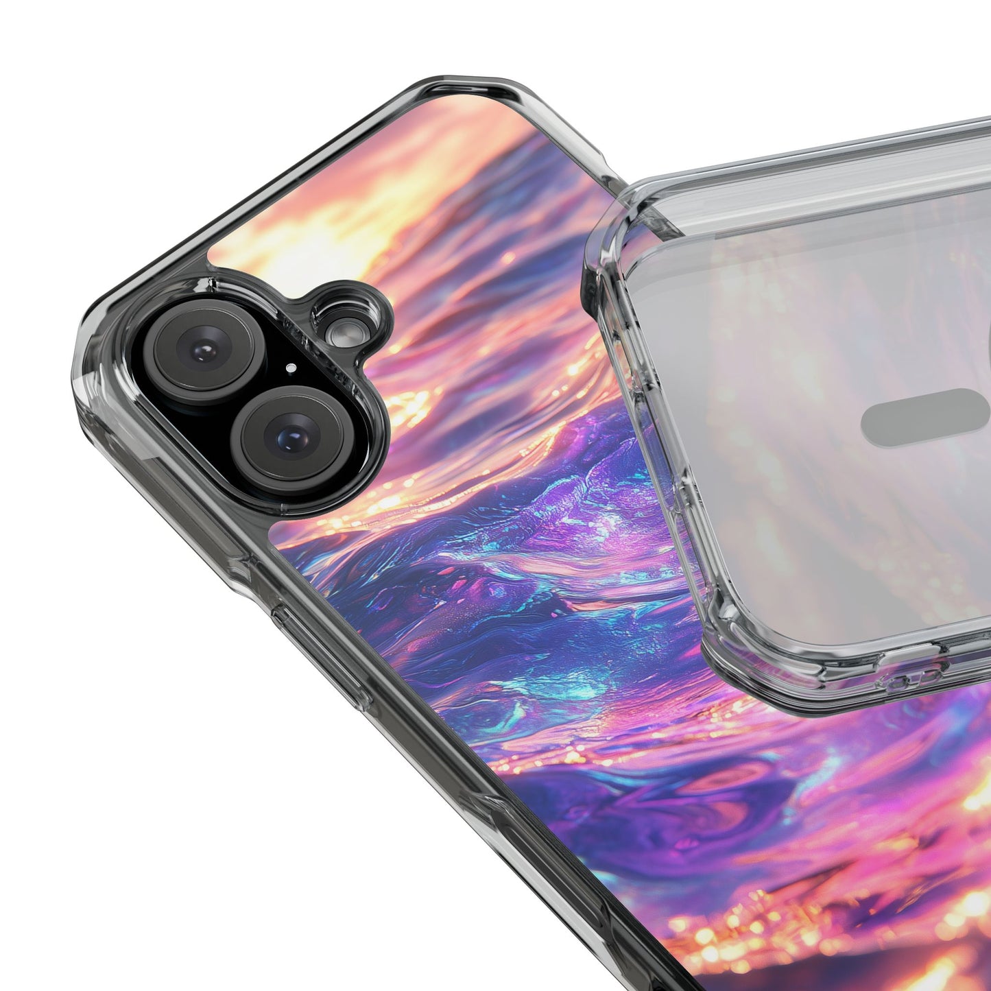 Iridescent Sunset Wave Magnetic Clear Impact iPhone Case