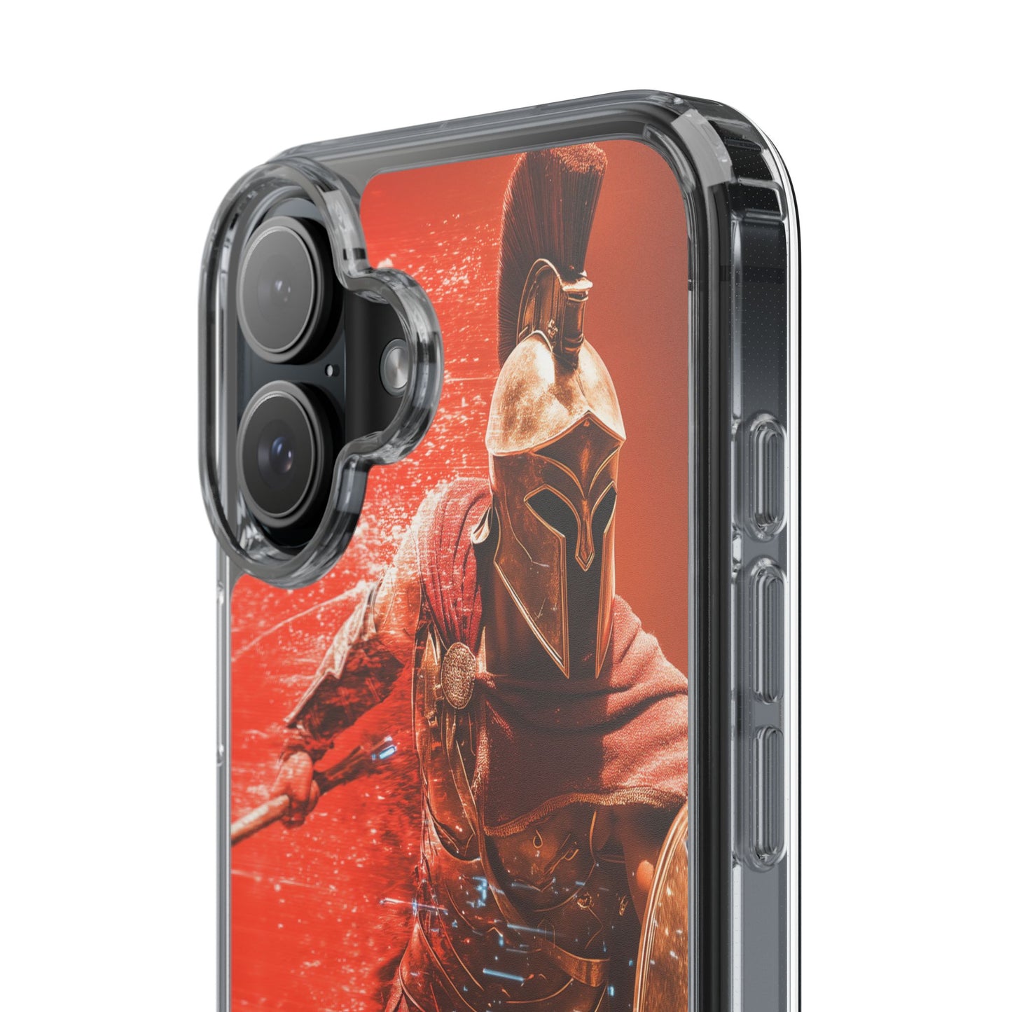Spartan "Big Duster" Warrior Clear Phone Case - Unique Design for Protection & Style
