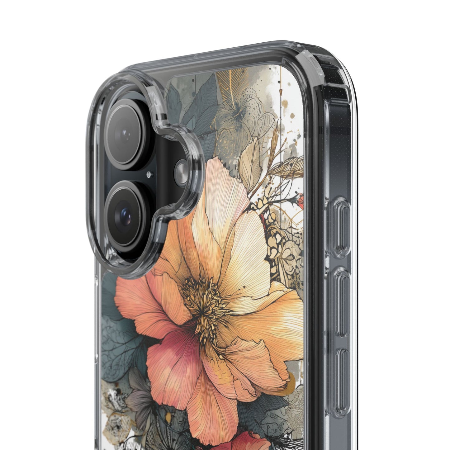 Floral Clear iPhone Case - Elegant Floral Boho Design
