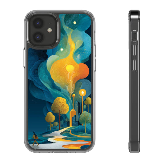 Electric City Forest Phone Case – Glowing Urban Jungle with Vibrant Nature Fusion