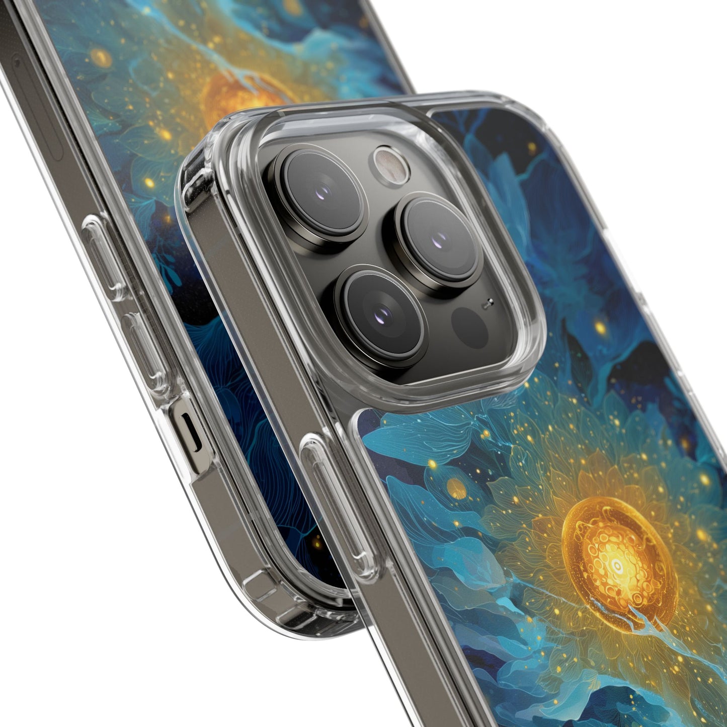 Celestial Nocturnal Bloom Clear Phone Case - Protective, Artistic Design for Nature Lovers