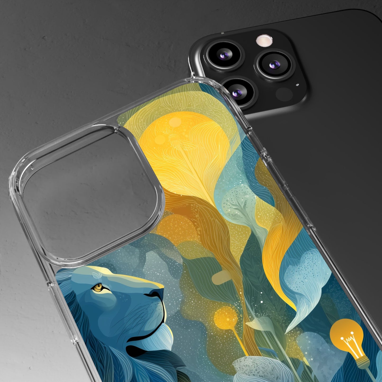 Artistic Lion Design Clear Phone Case | Nature-Inspired Protection for Animal Lovers