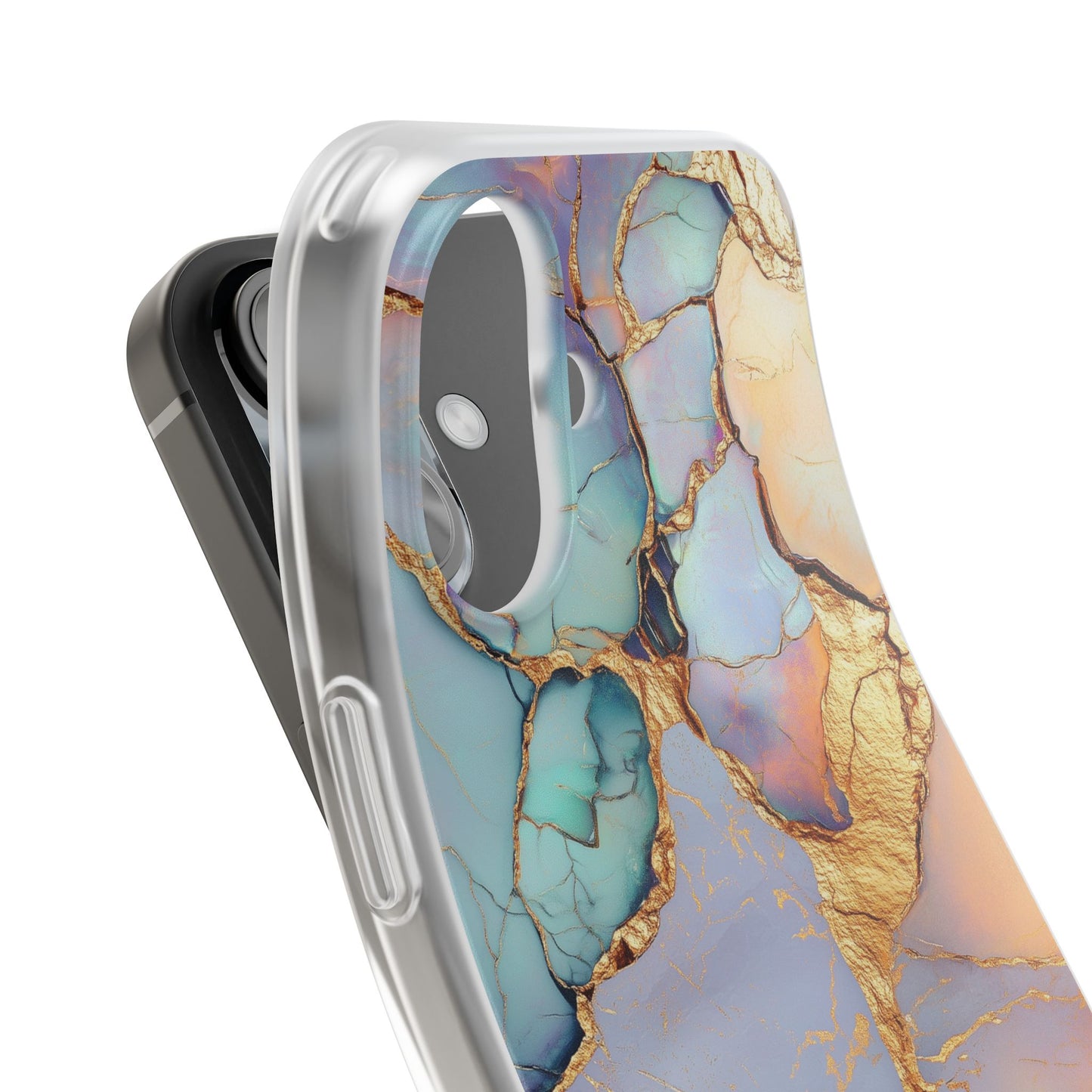 Iridescent Gold Cracks Flexi iPhone Case