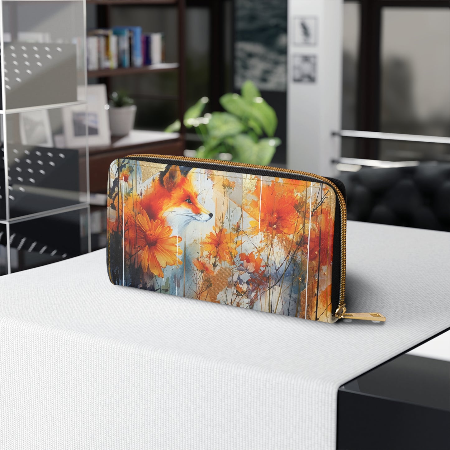 Rustic Fox Floral Cell Phone Clutch Wallet - Stylish and Functional Accessory