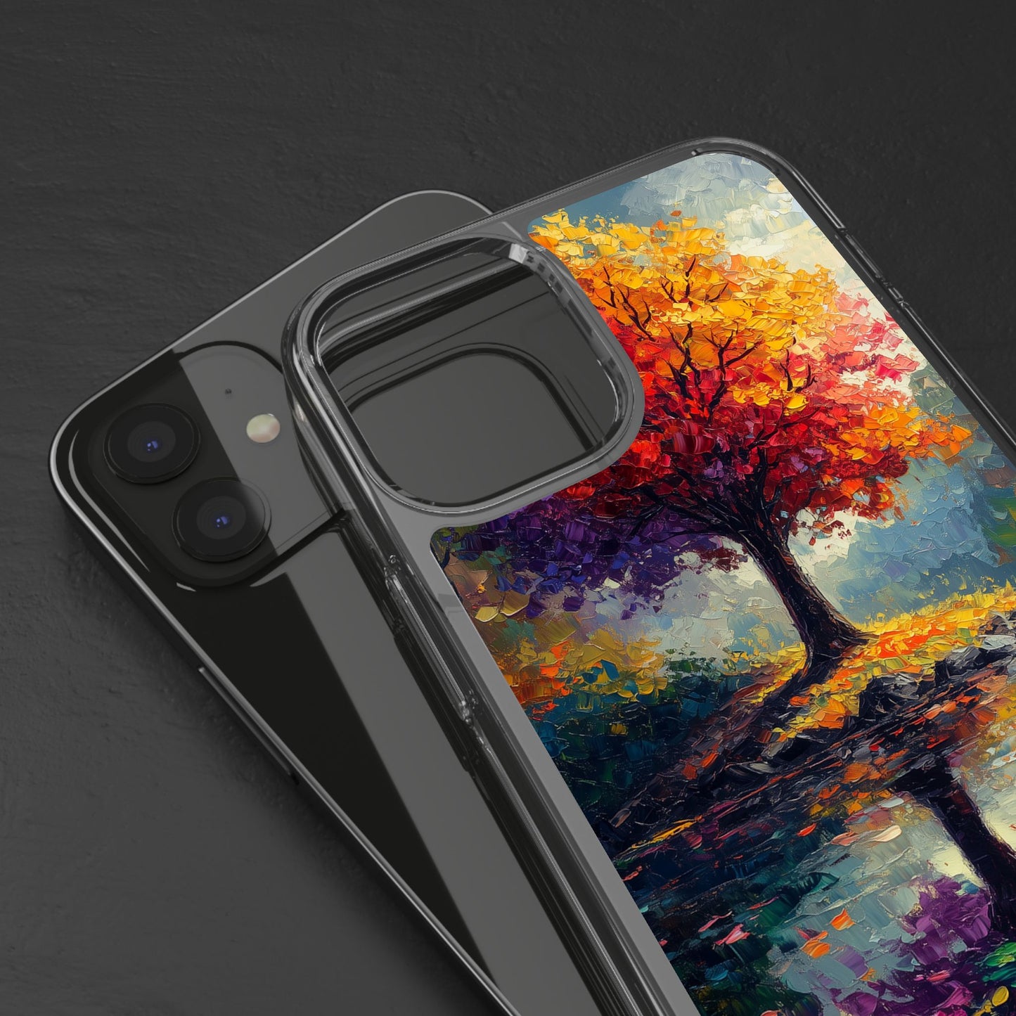 Autumn Landscape Phone Case - Clear Case with Vibrant Tree Design