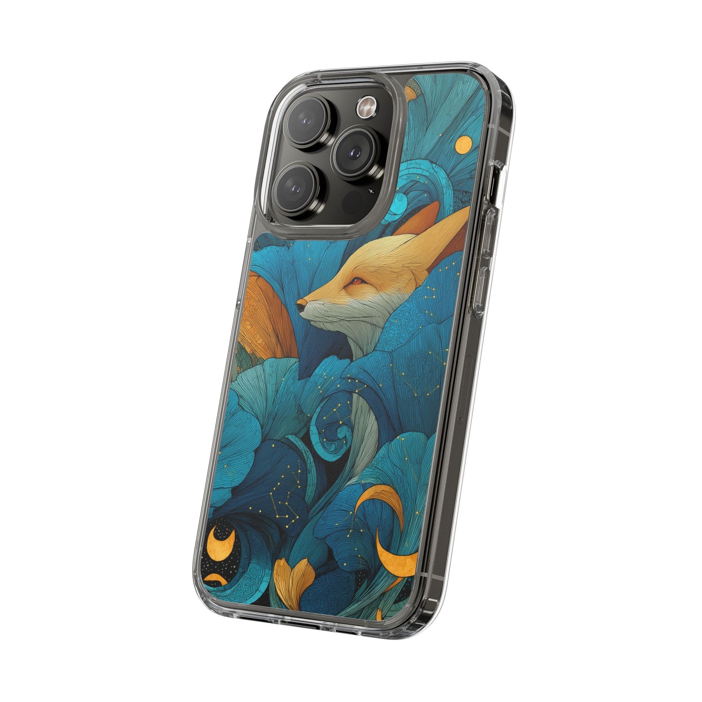 Vibrant Fox Clear Phone Case - Boho Floral iPhone Cover Nature Inspired Gift