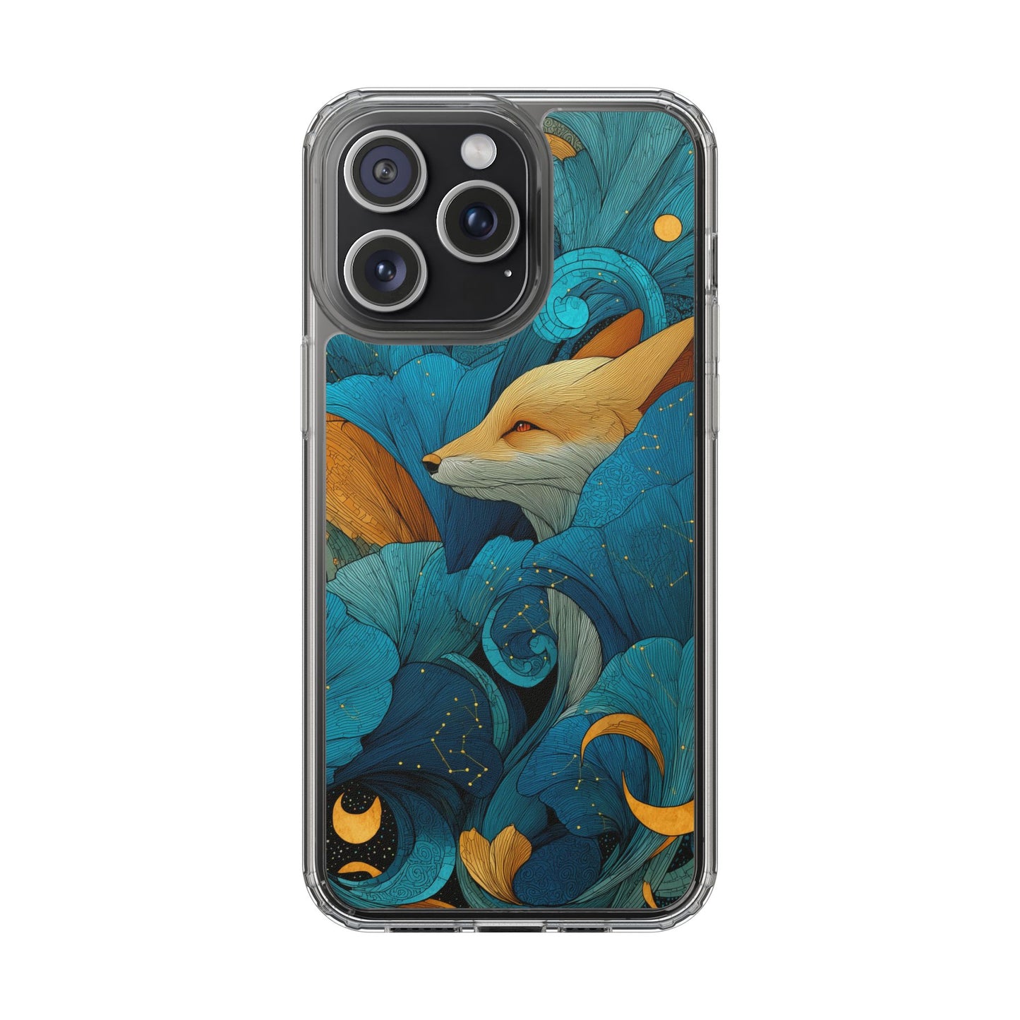 Vibrant Fox Clear Phone Case - Boho Floral iPhone Cover Nature Inspired Gift