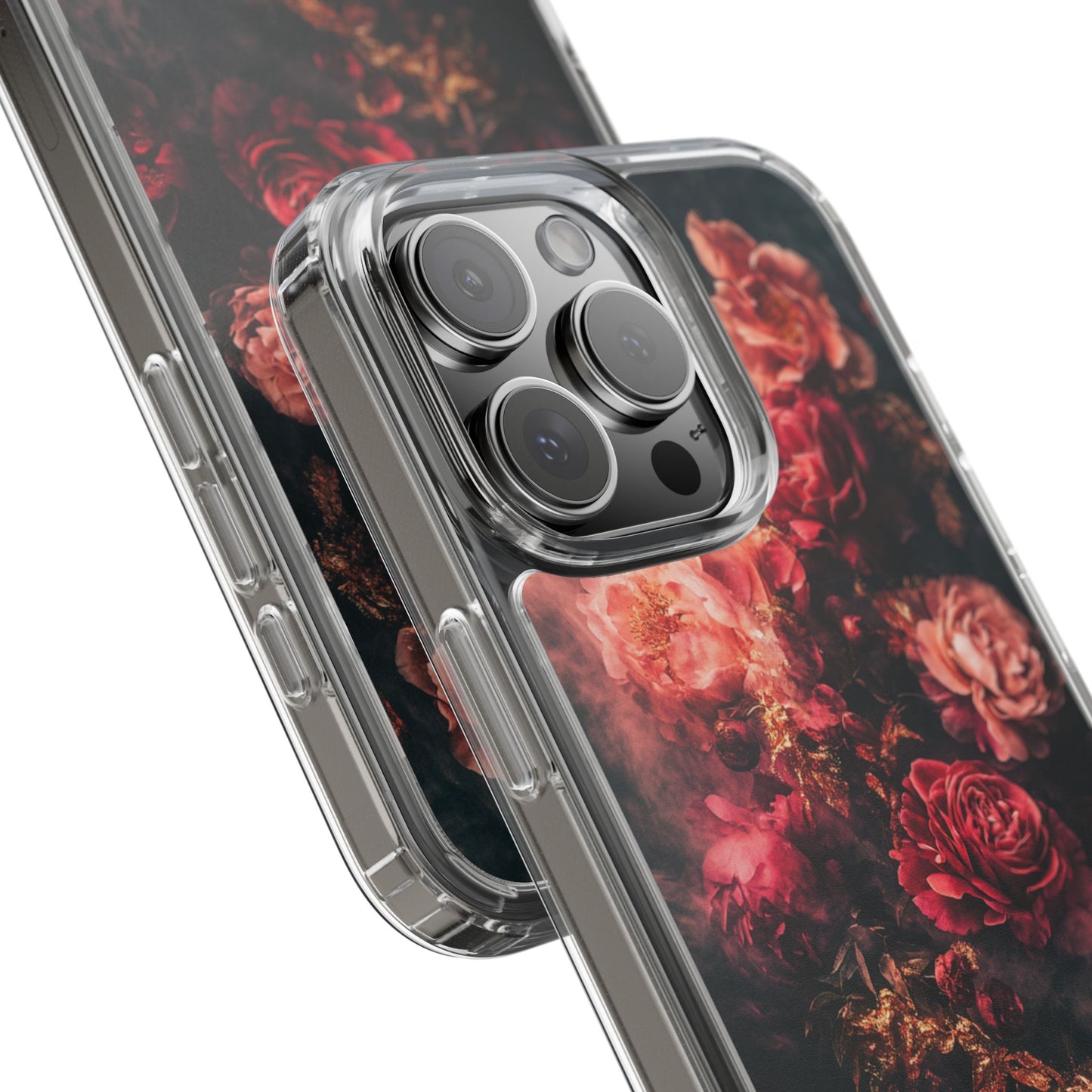 Floral Elegance Clear iPhone Case – Delicate Rose Design with Timeless Charm