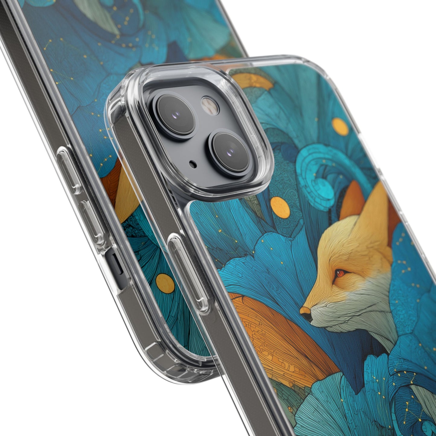 Vibrant Fox Clear Phone Case - Boho Floral iPhone Cover Nature Inspired Gift