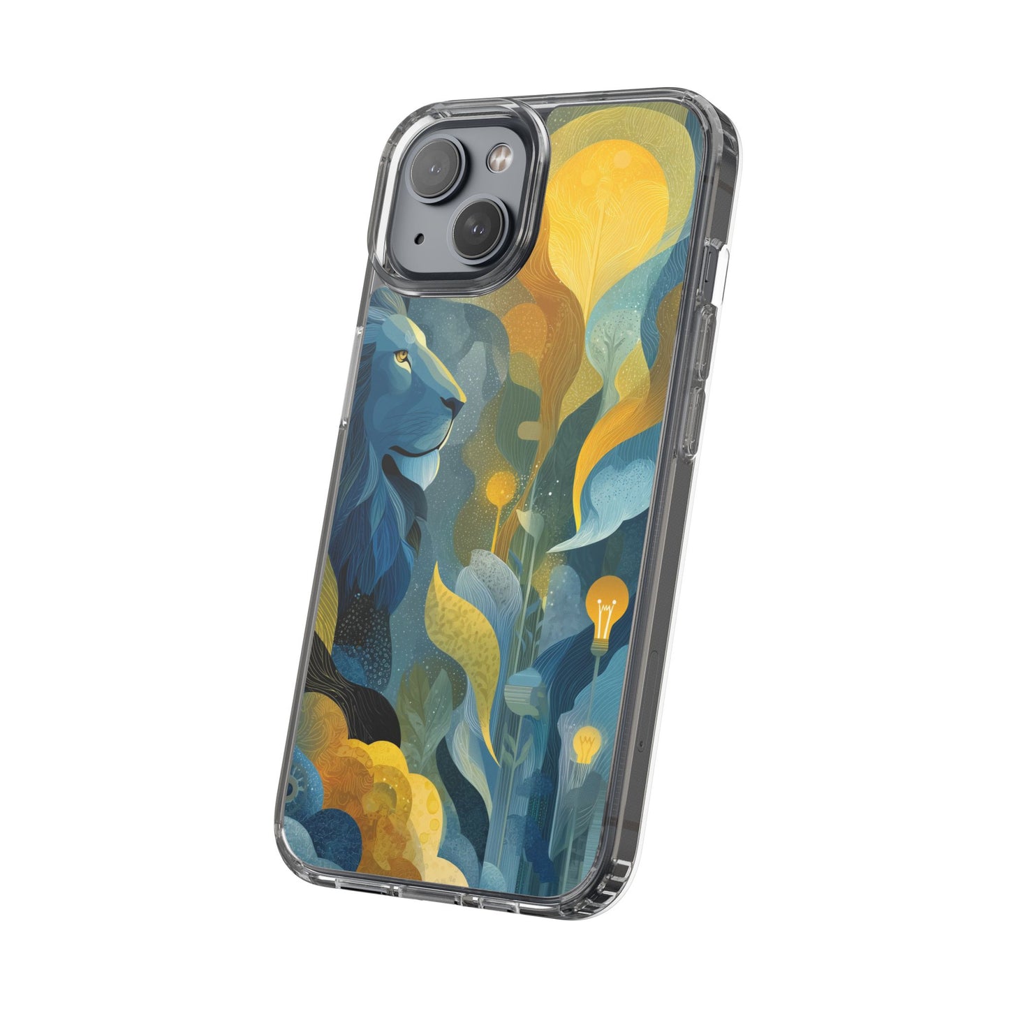 Artistic Lion Design Clear Phone Case | Nature-Inspired Protection for Animal Lovers