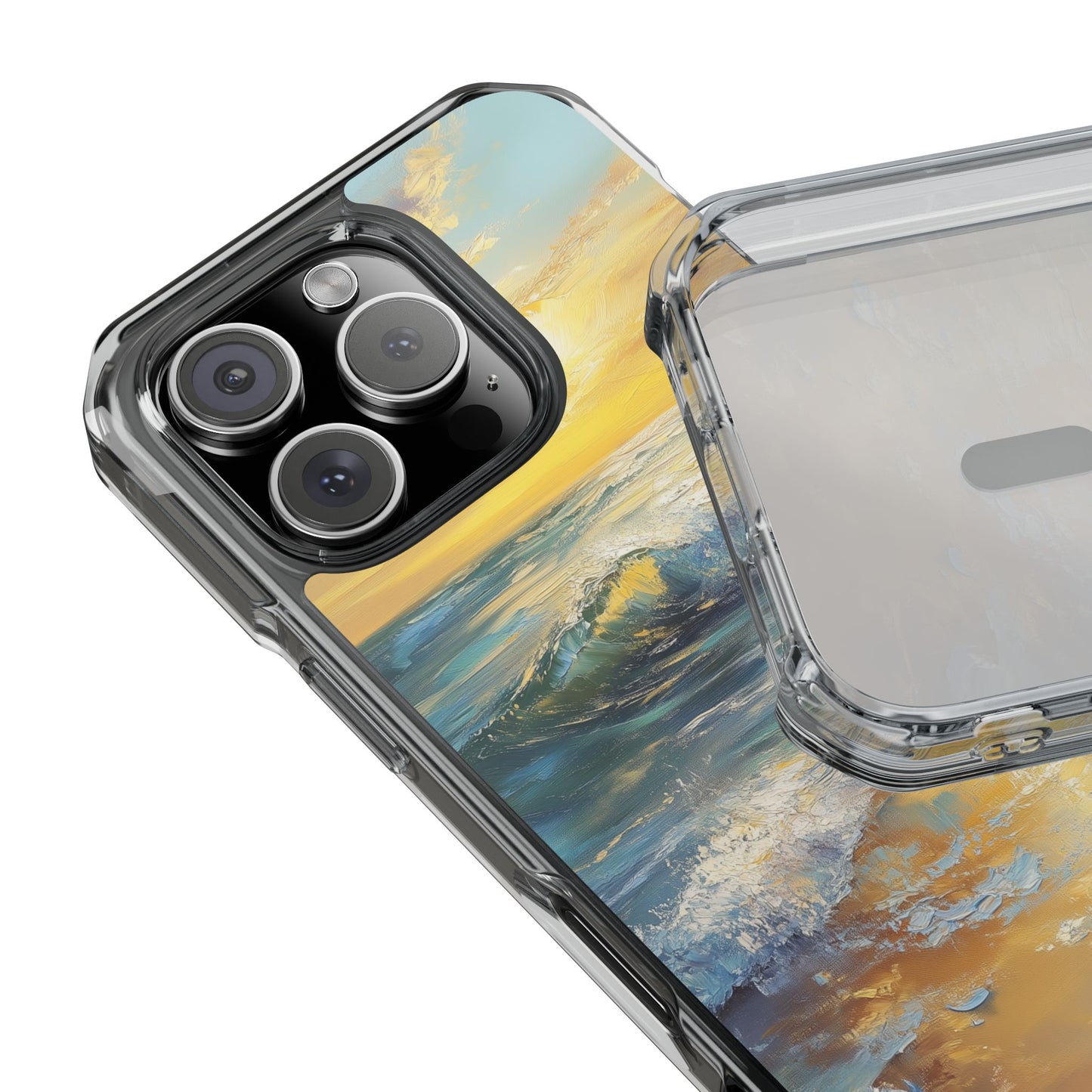 Ocean Sunset Oil Painting Magnetic Clear Impact iPhone Case