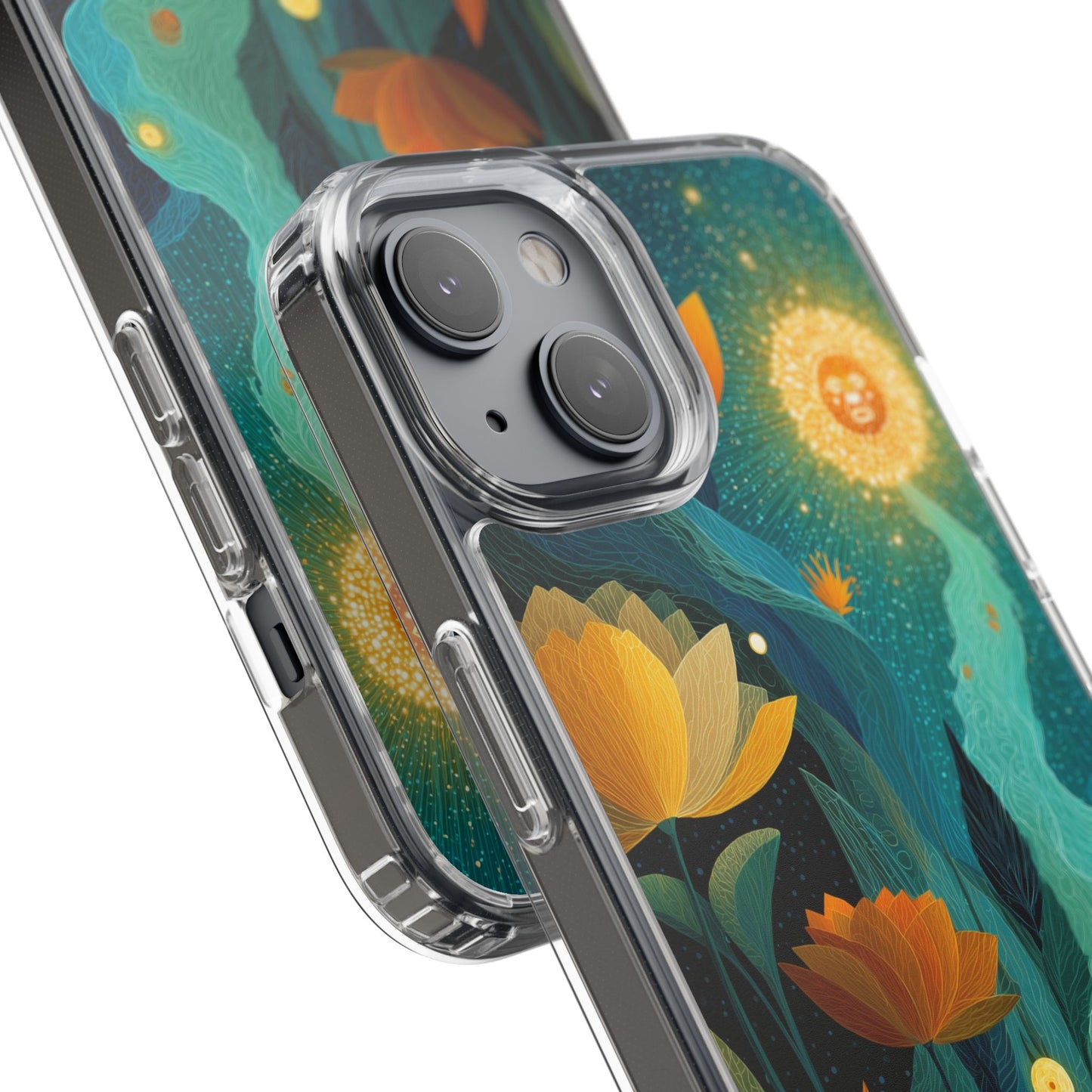 Deep Radiant Nature - Clear iPhone Case with Floral Design