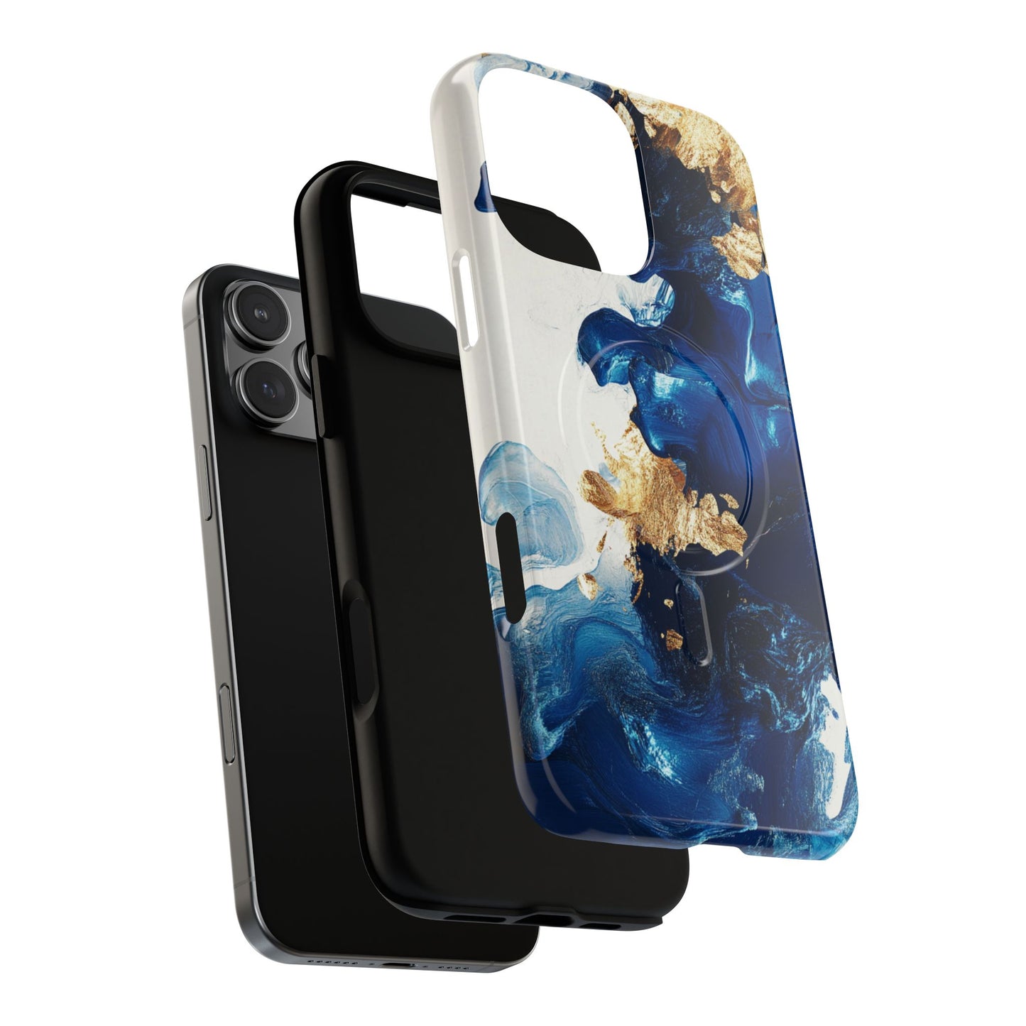 Stylish Tough Magnetic Phone Case – Durable & Chic Golden Blue Design for Smartphone Protection