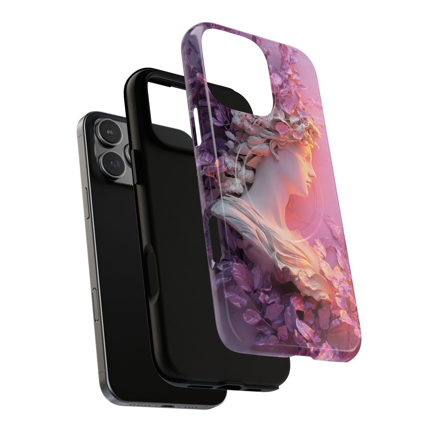 Elegant Floral Tough Magnetic Case for iPhone - Aesthetic Protection