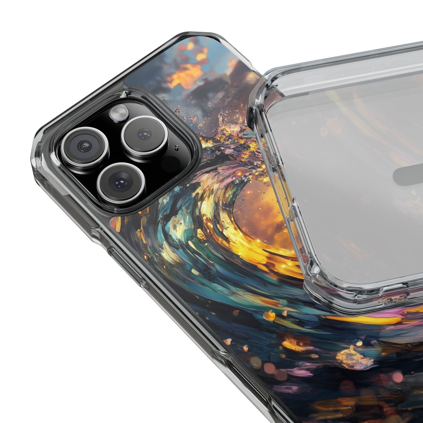 Iridescent Sunset Wave Magnetic Clear iPhone Case