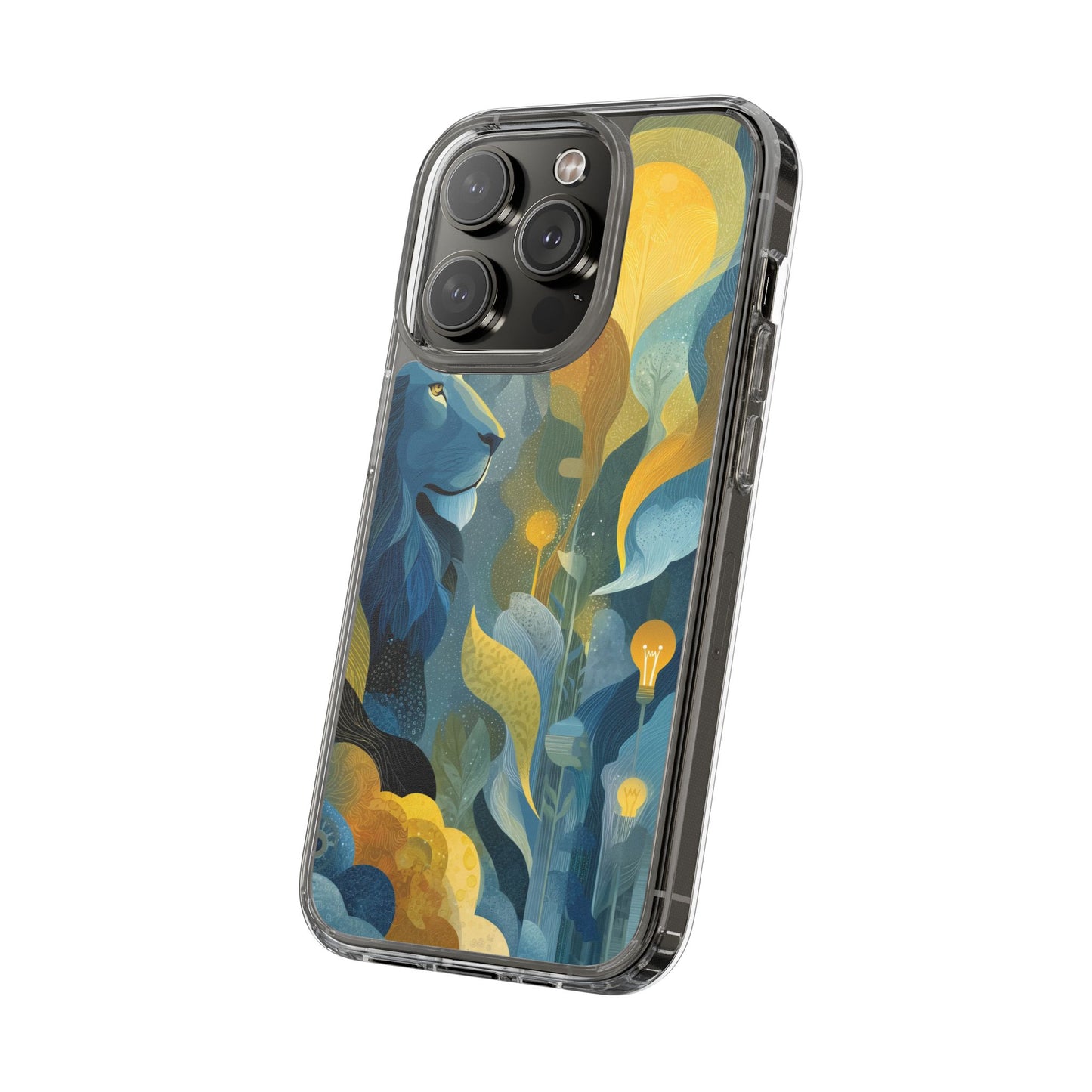 Artistic Lion Design Clear Phone Case | Nature-Inspired Protection for Animal Lovers