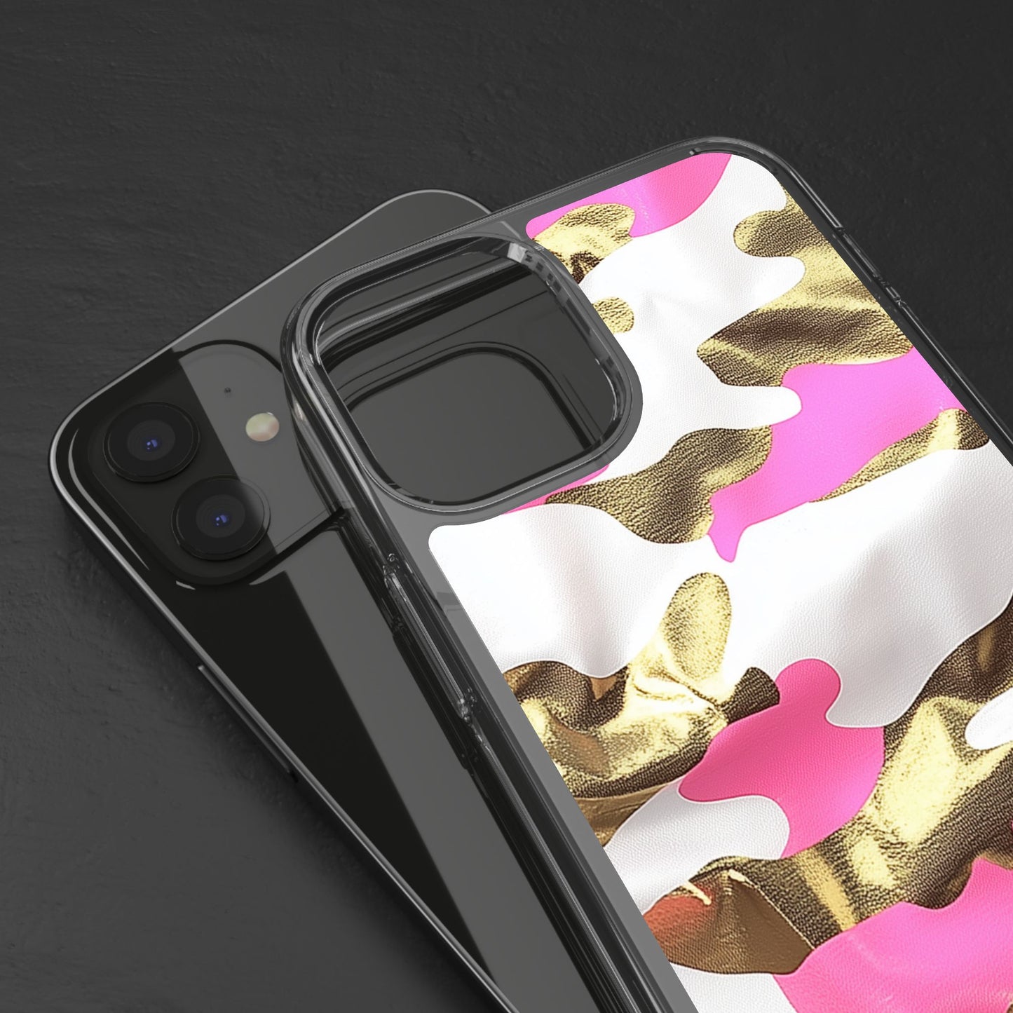 Gold and Pink Camo Phone Case – Stylish Clear Protective Design