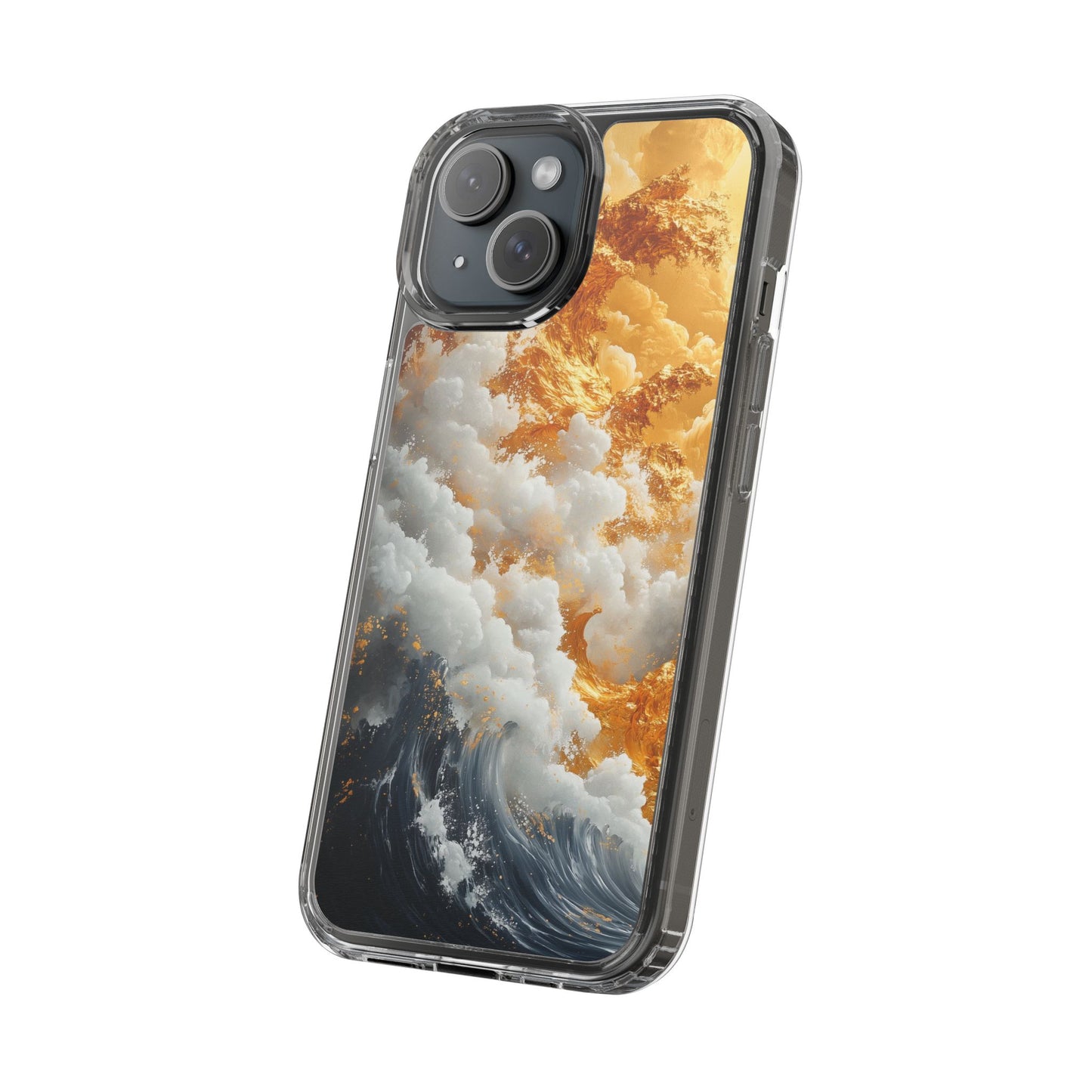 Golden Wave Clear iPhone Case - Stylish Protection for Your Smartphone