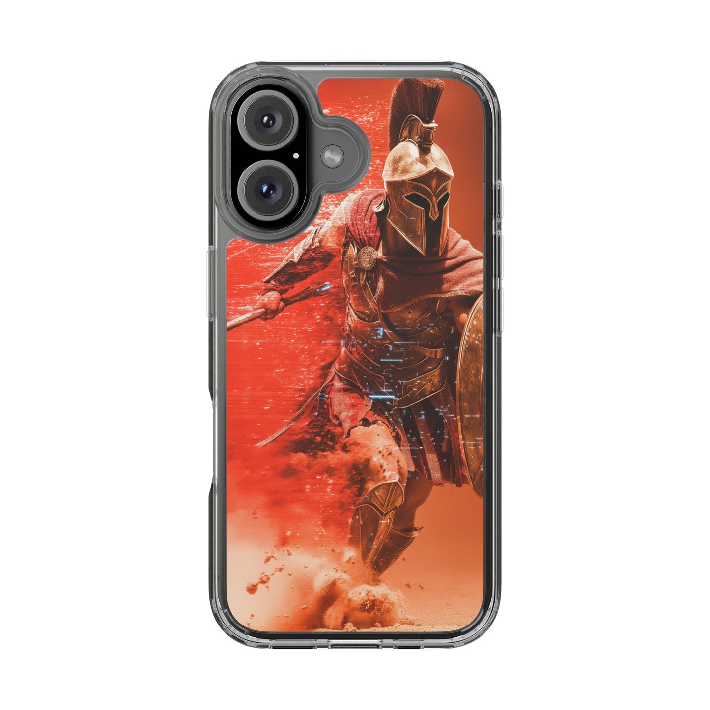 Spartan "Big Duster" Warrior Clear Phone Case - Unique Design for Protection & Style
