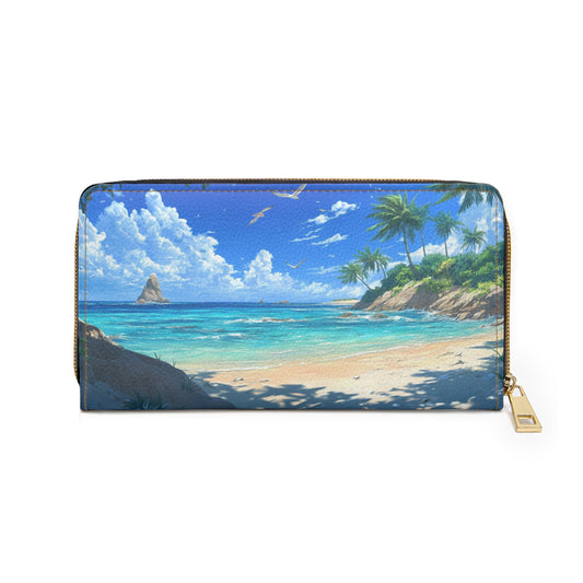 Tropical Paradise Cell Phone Clutch Wallet – Vibrant Beach Scene