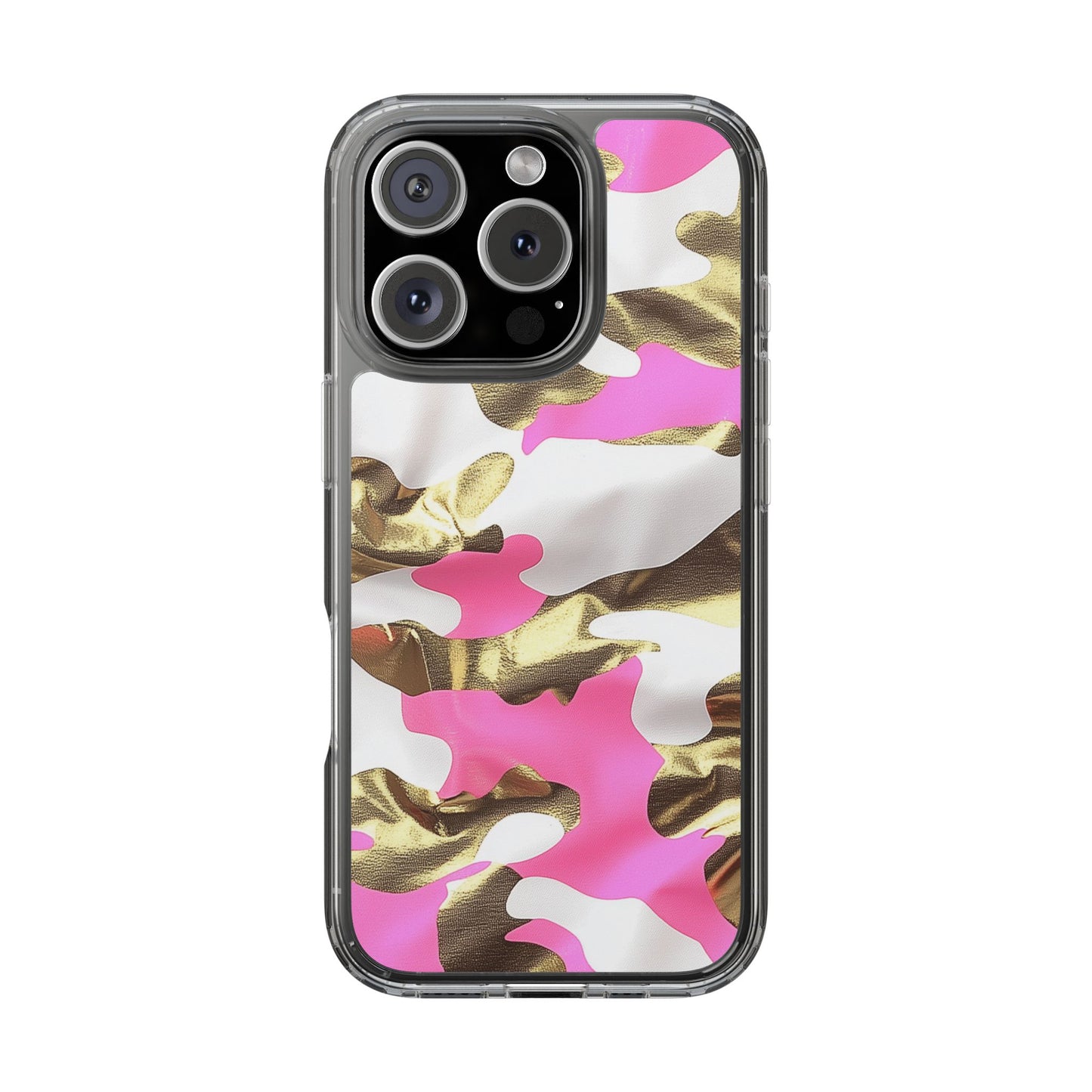 Gold and Pink Camo Phone Case – Stylish Clear Protective Design