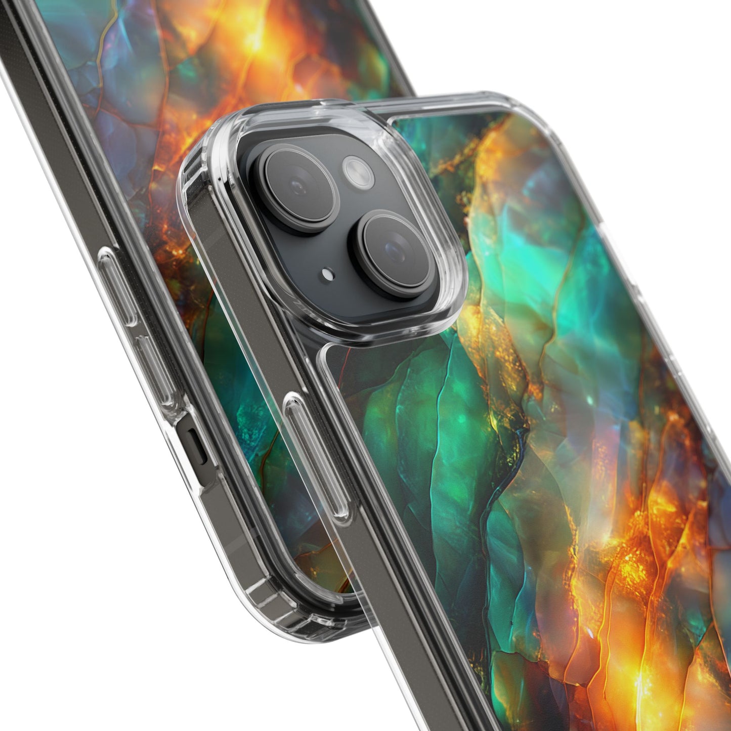 Radiant Gemstone Marble Inspired Clear iPhone Case