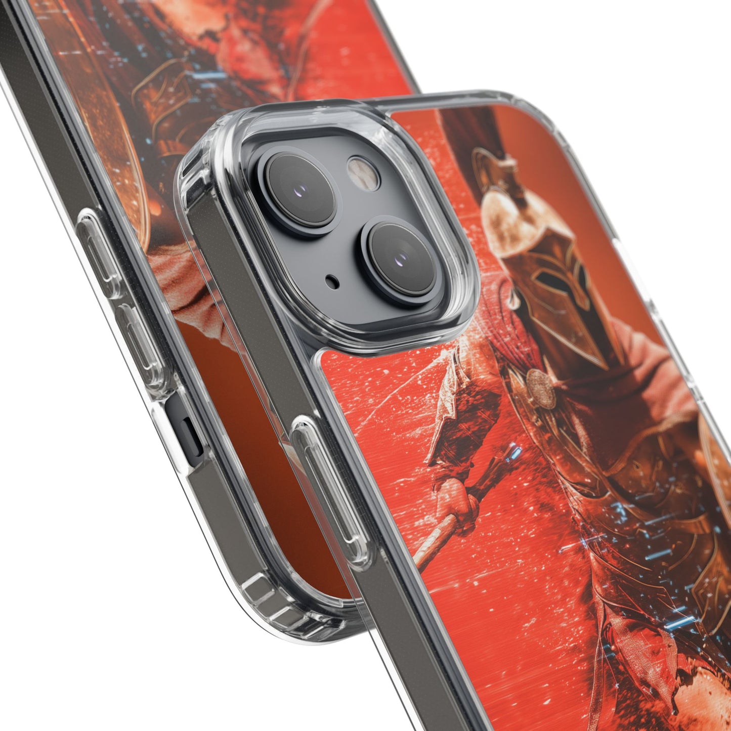 Spartan "Big Duster" Warrior Clear Phone Case - Unique Design for Protection & Style