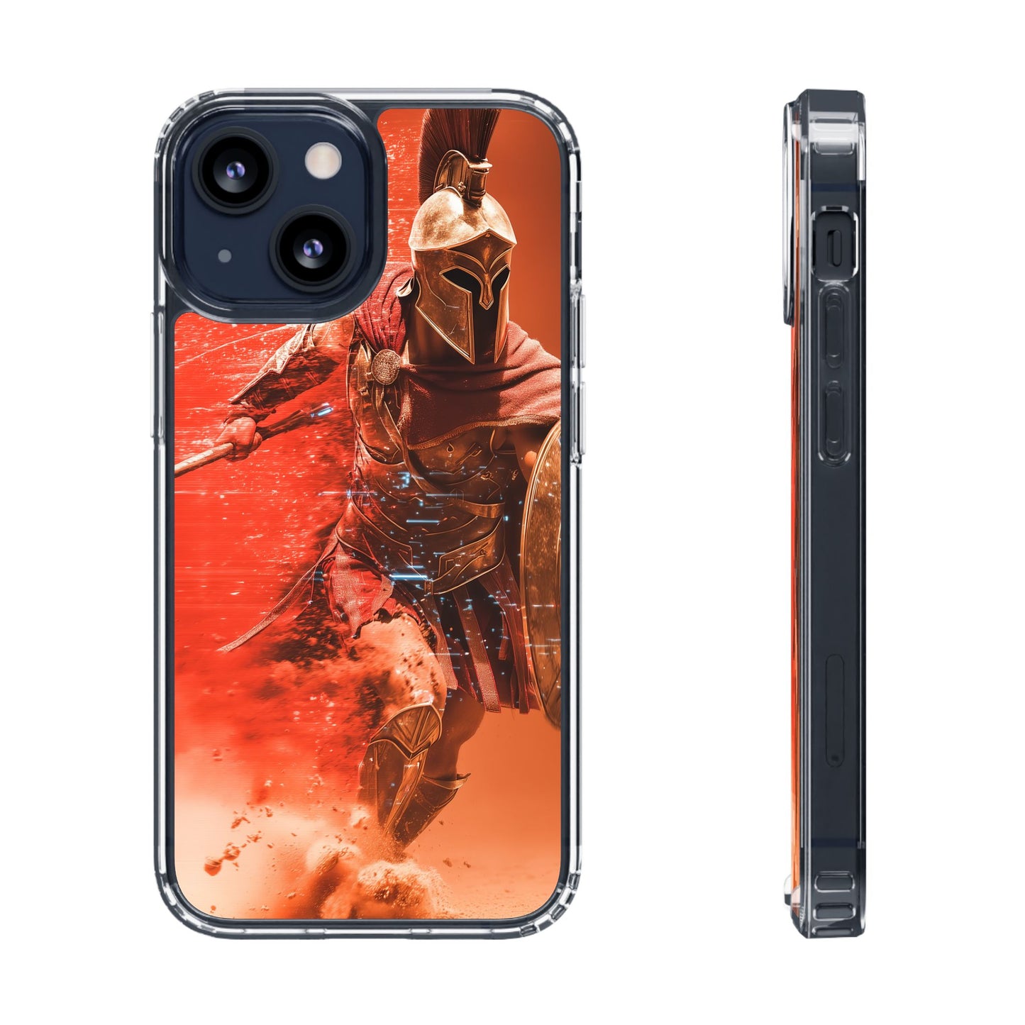Spartan "Big Duster" Warrior Clear Phone Case - Unique Design for Protection & Style