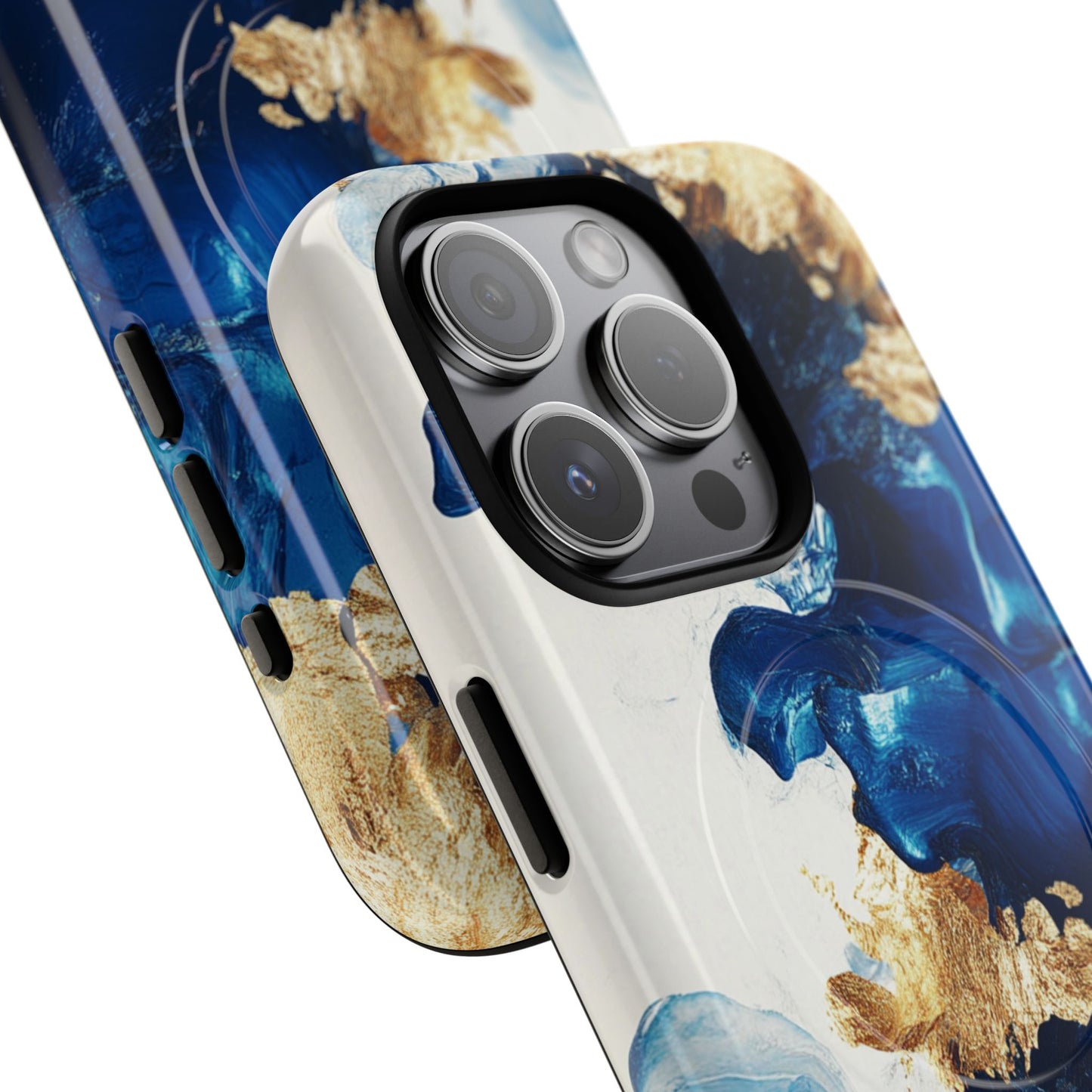 Stylish Tough Magnetic Phone Case – Durable & Chic Golden Blue Design for Smartphone Protection