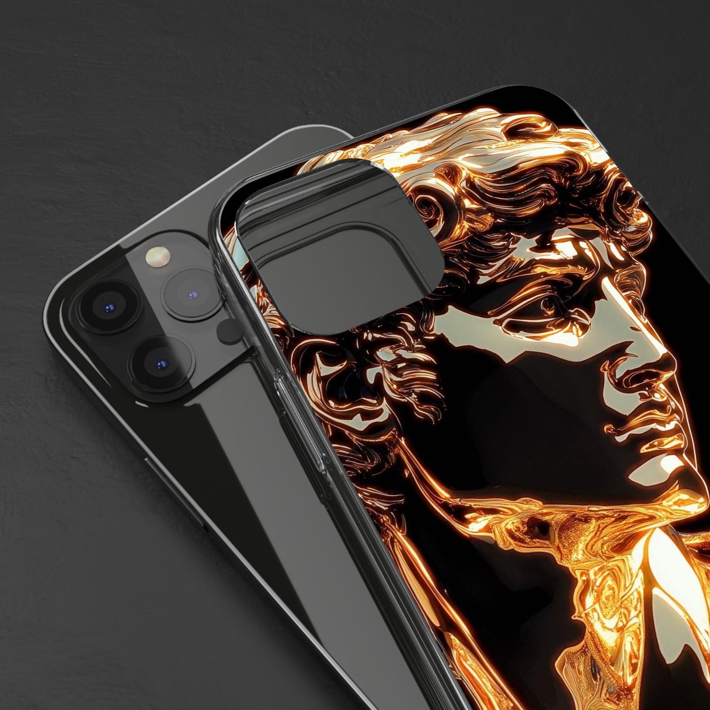 Gold David Sculpture Phone Case – Renaissance Inspired Luxury Art Design