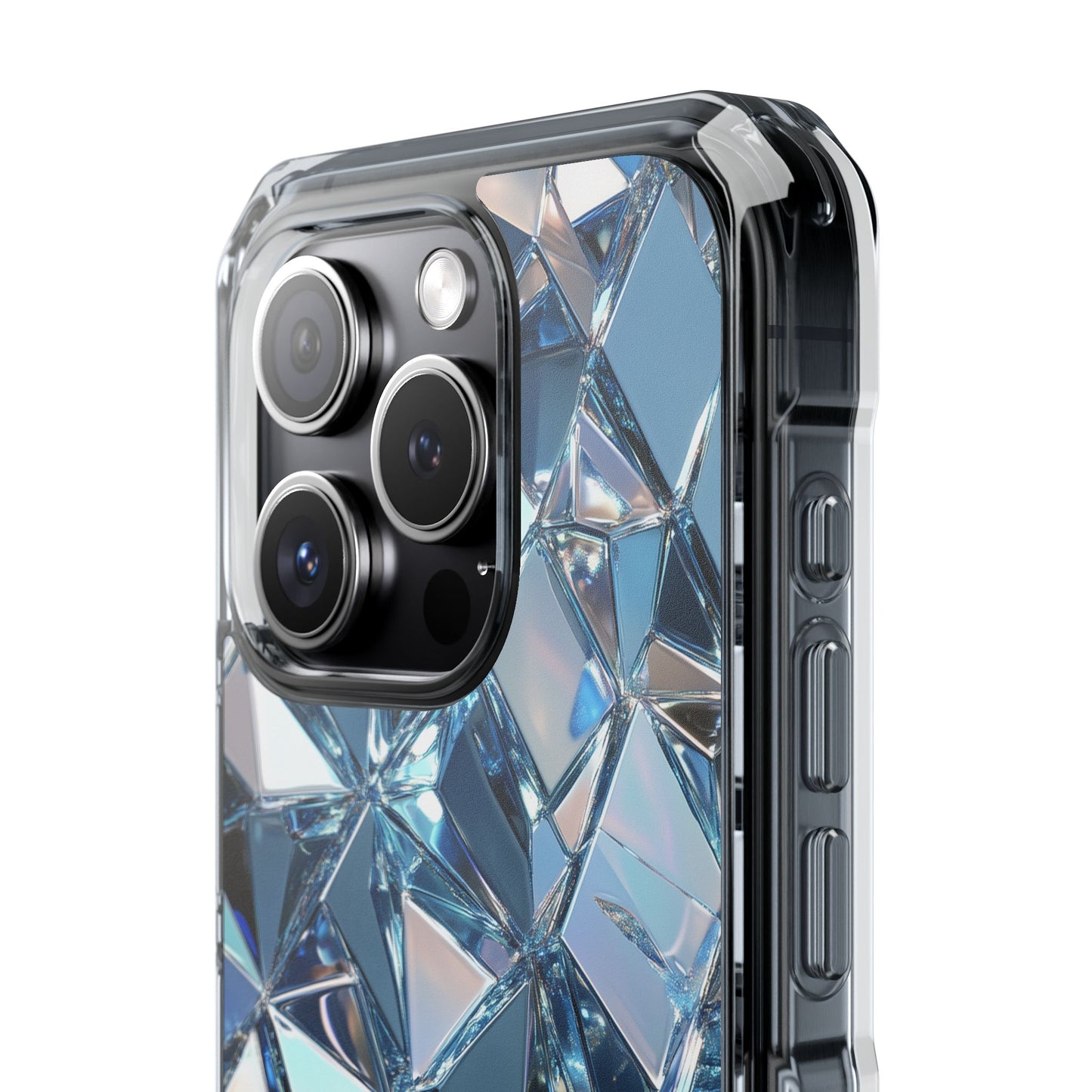 Iridescent Blue Chrome Diamond Magnetic iPhone Case