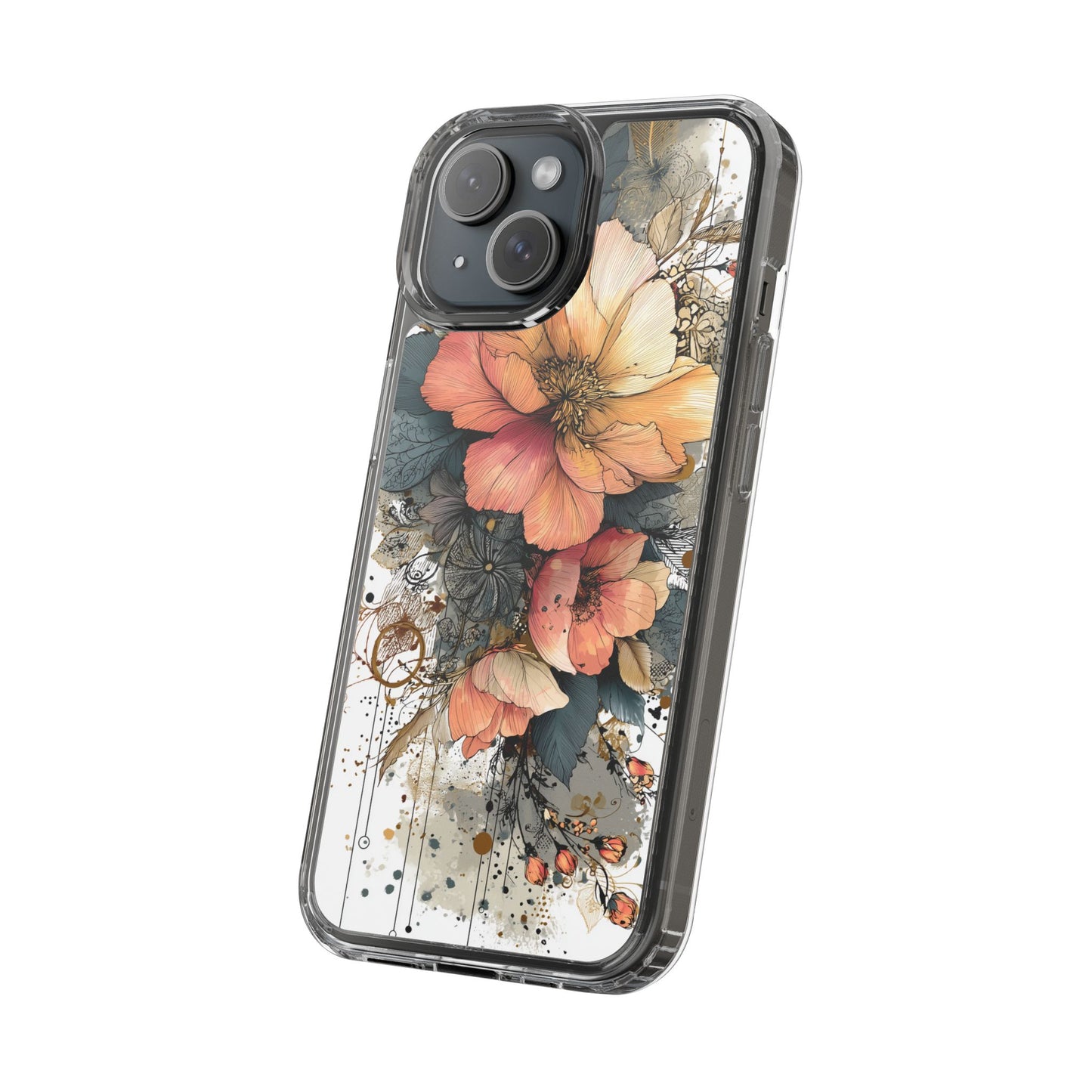 Floral Clear iPhone Case - Elegant Floral Boho Design