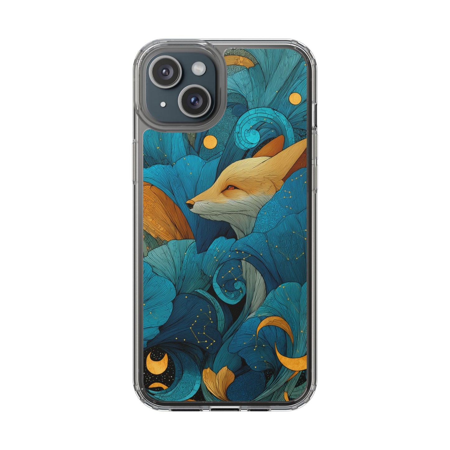 Vibrant Fox Clear Phone Case - Boho Floral iPhone Cover Nature Inspired Gift
