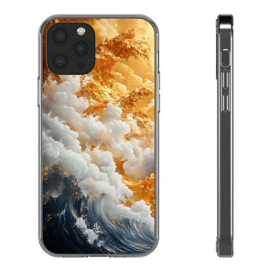 Golden Wave Clear iPhone Case - Stylish Protection for Your Smartphone