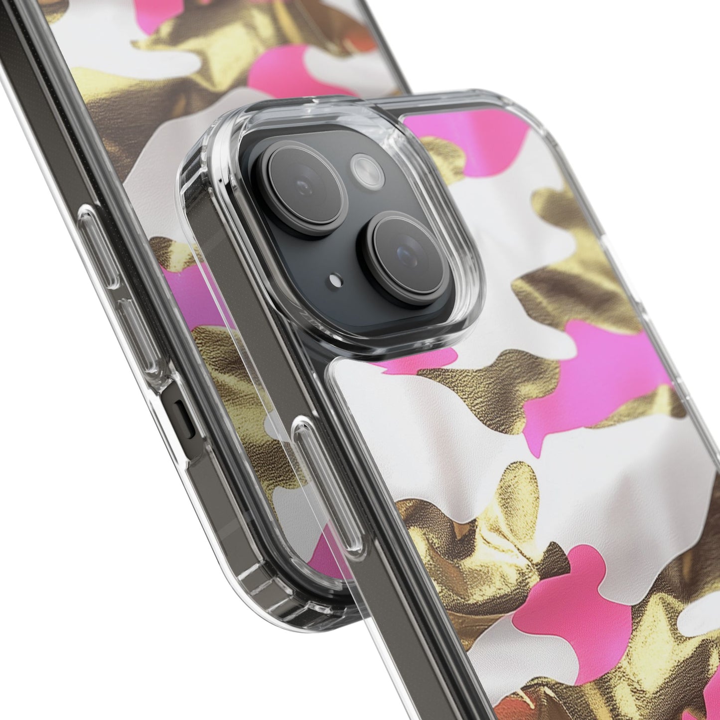 Gold and Pink Camo Phone Case – Stylish Clear Protective Design