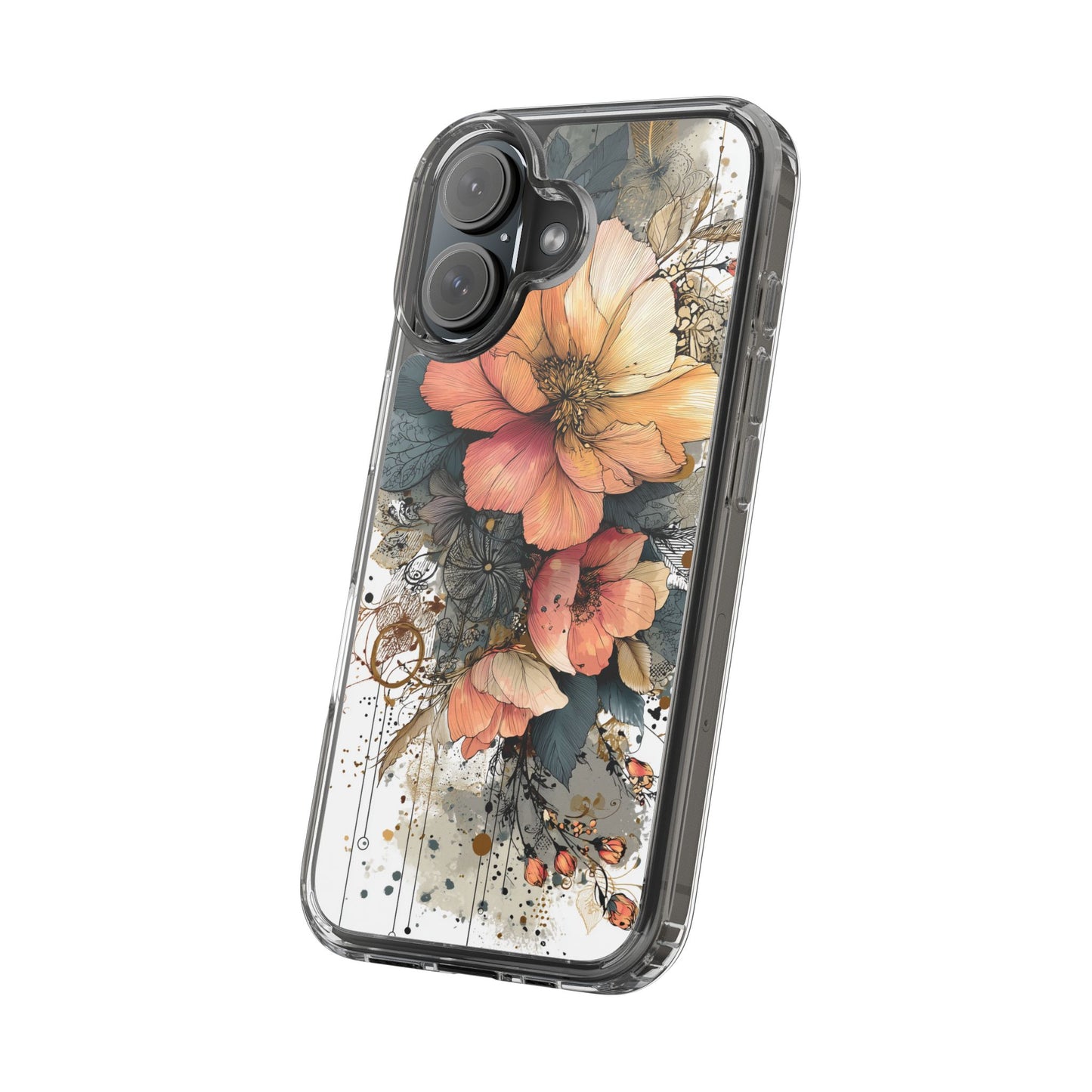 Floral Clear iPhone Case - Elegant Floral Boho Design