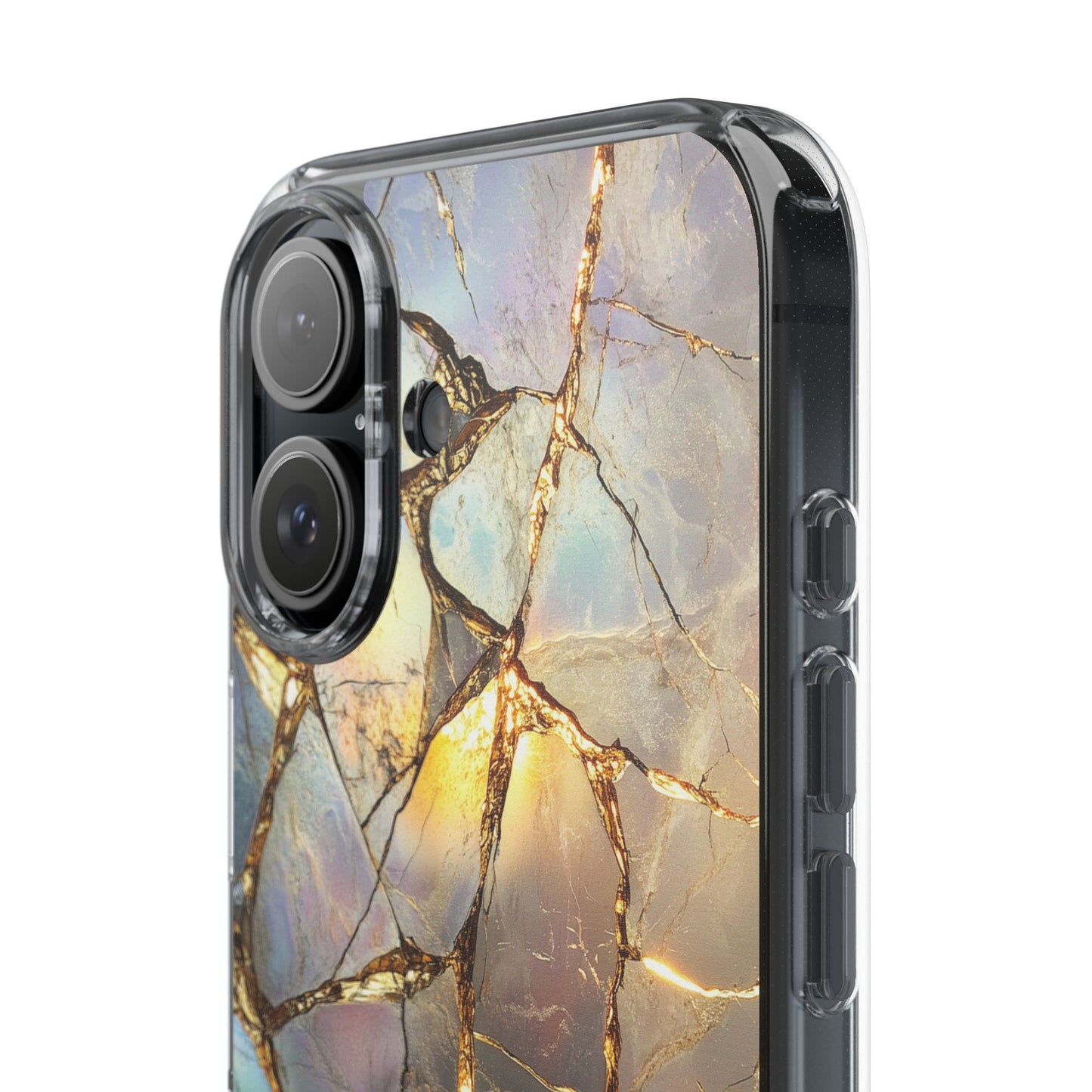 Iridescent Gold Marble Clear iPhone Case