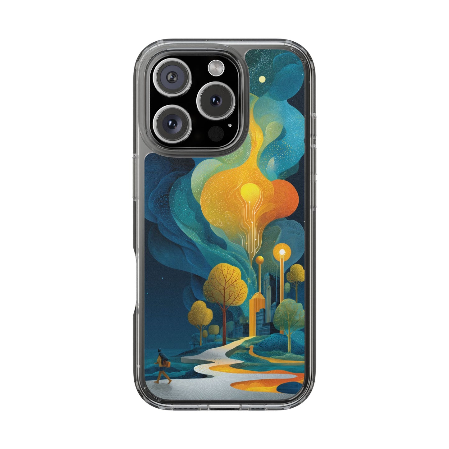 Electric City Forest Phone Case – Glowing Urban Jungle with Vibrant Nature Fusion