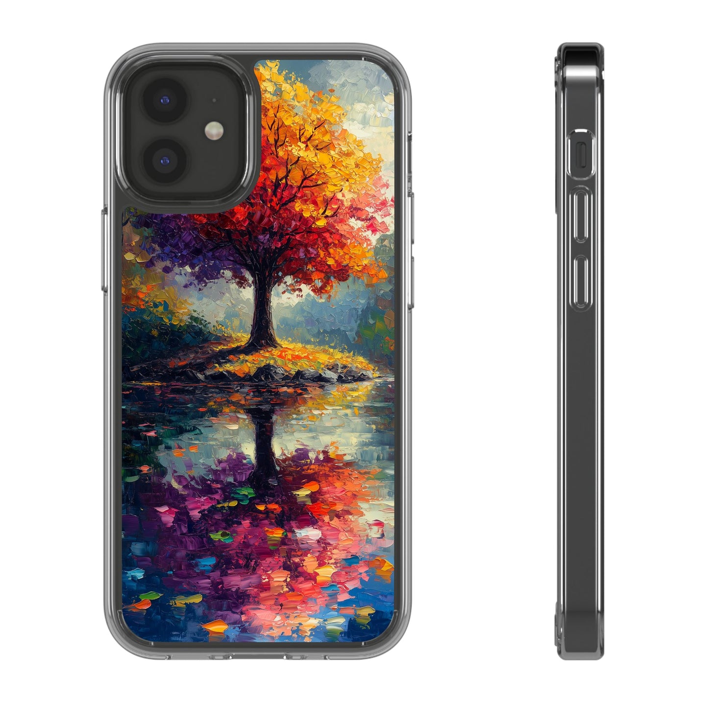 Autumn Landscape Phone Case - Clear Case with Vibrant Tree Design