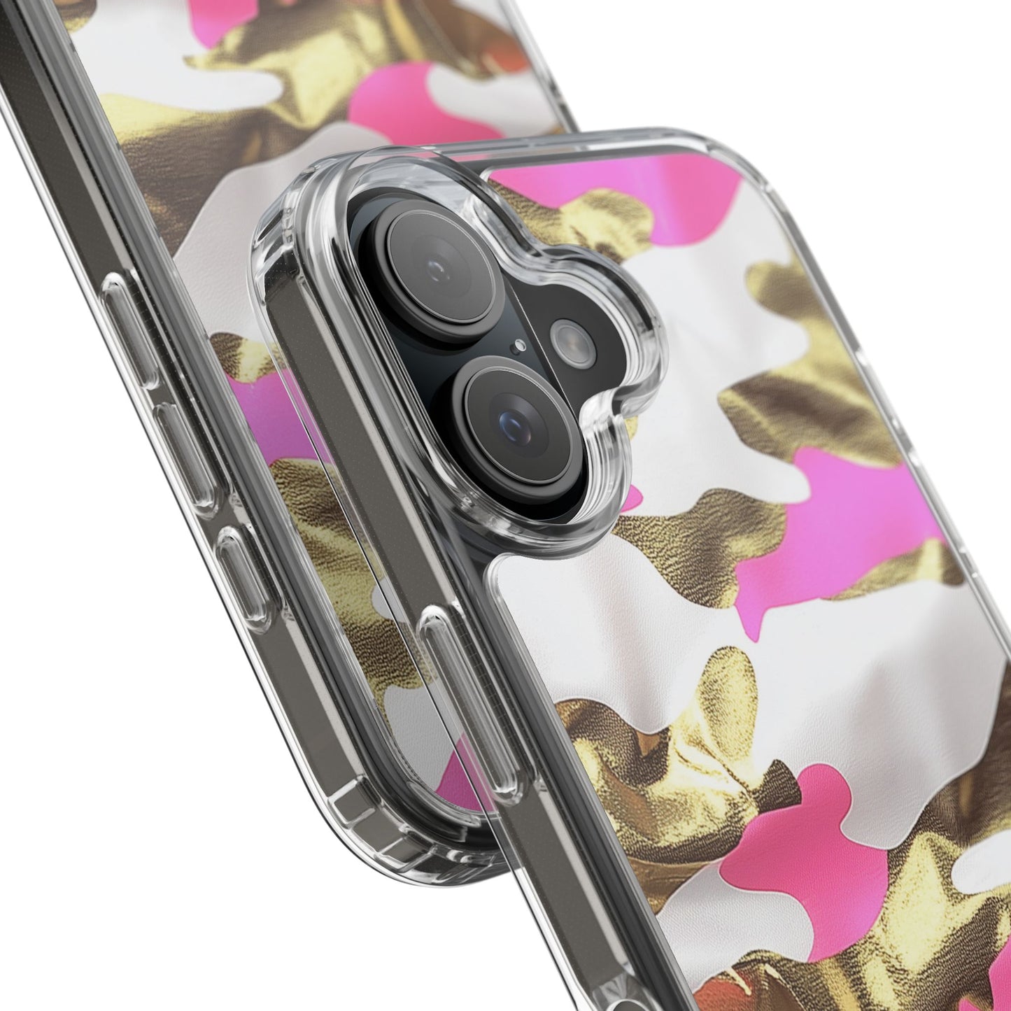 Gold and Pink Camo Phone Case – Stylish Clear Protective Design
