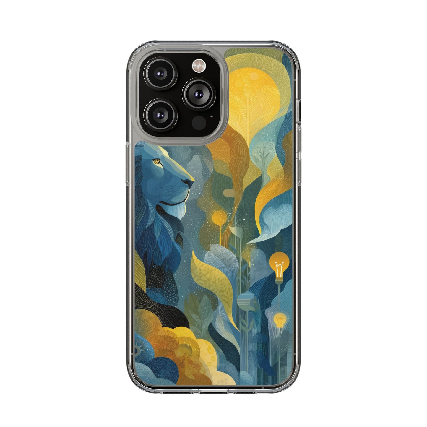 Artistic Lion Design Clear Phone Case | Nature-Inspired Protection for Animal Lovers