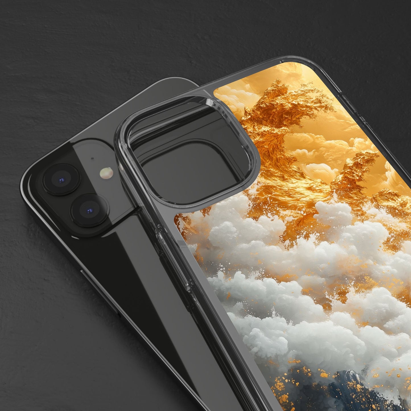 Golden Wave Clear iPhone Case - Stylish Protection for Your Smartphone