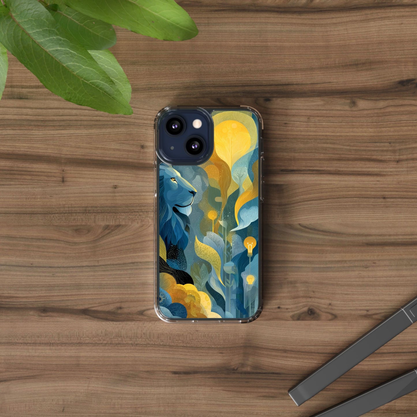 Artistic Lion Design Clear Phone Case | Nature-Inspired Protection for Animal Lovers