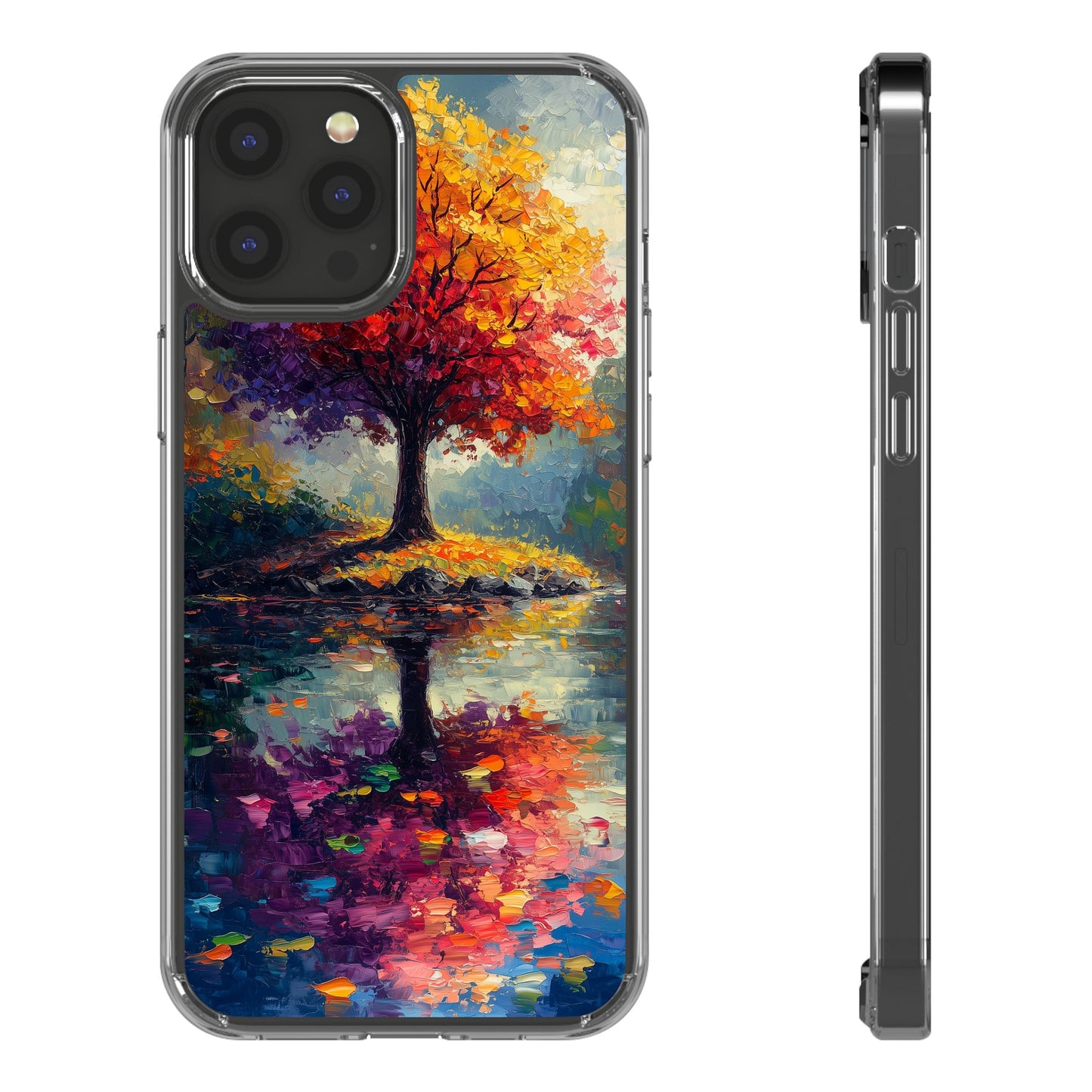Autumn Landscape Phone Case - Clear Case with Vibrant Tree Design